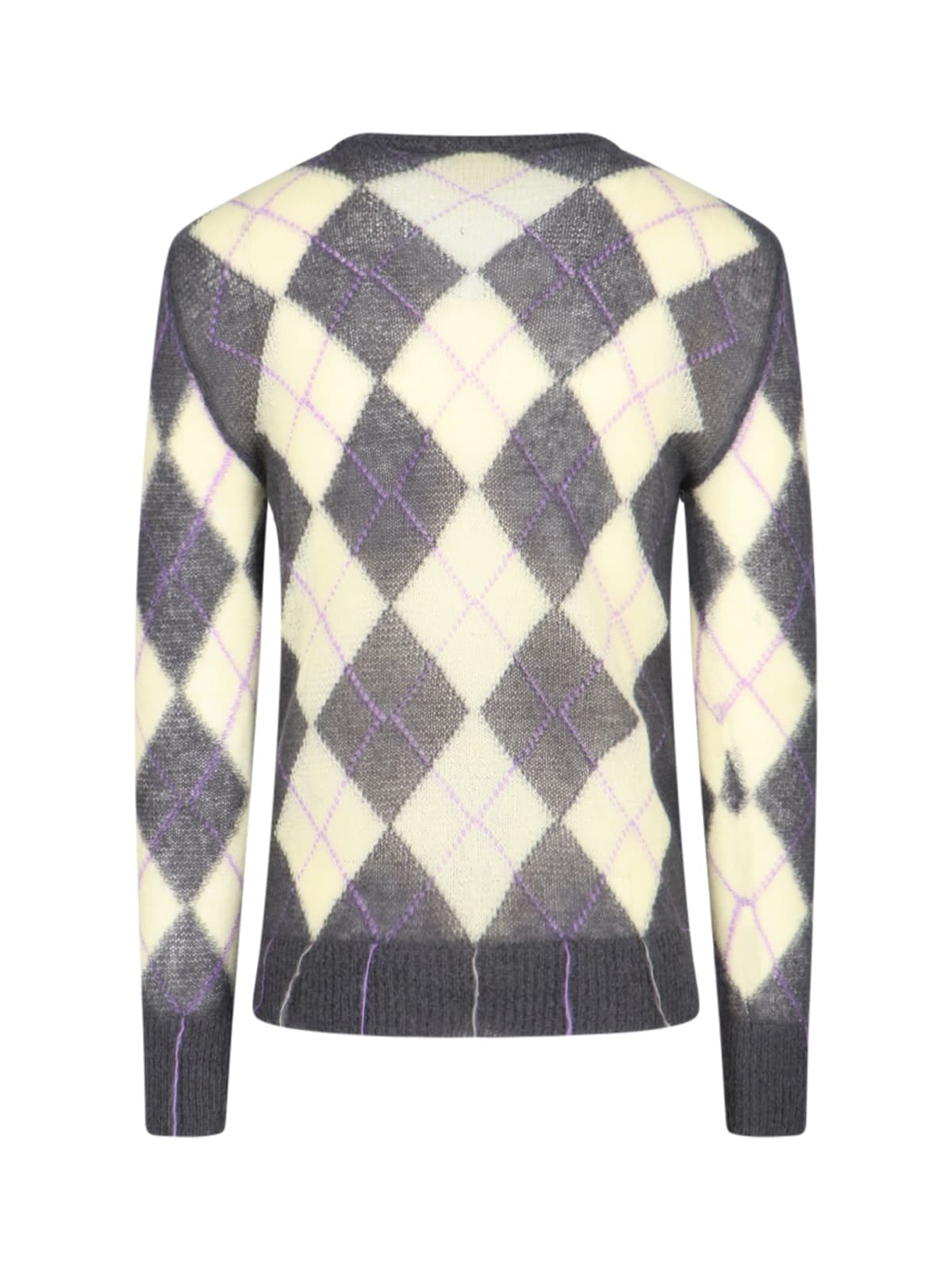 Marni Mens Endive Argyle-pattern V-neck Wool-blend Jumper In Crema