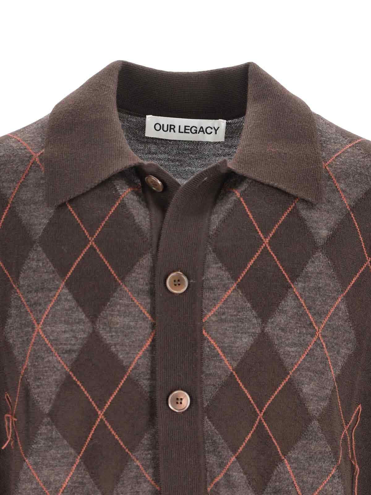 Our Legacy Mens Pub Argyle Evening Diamond-stitch Wool Polo Shirt In Brown