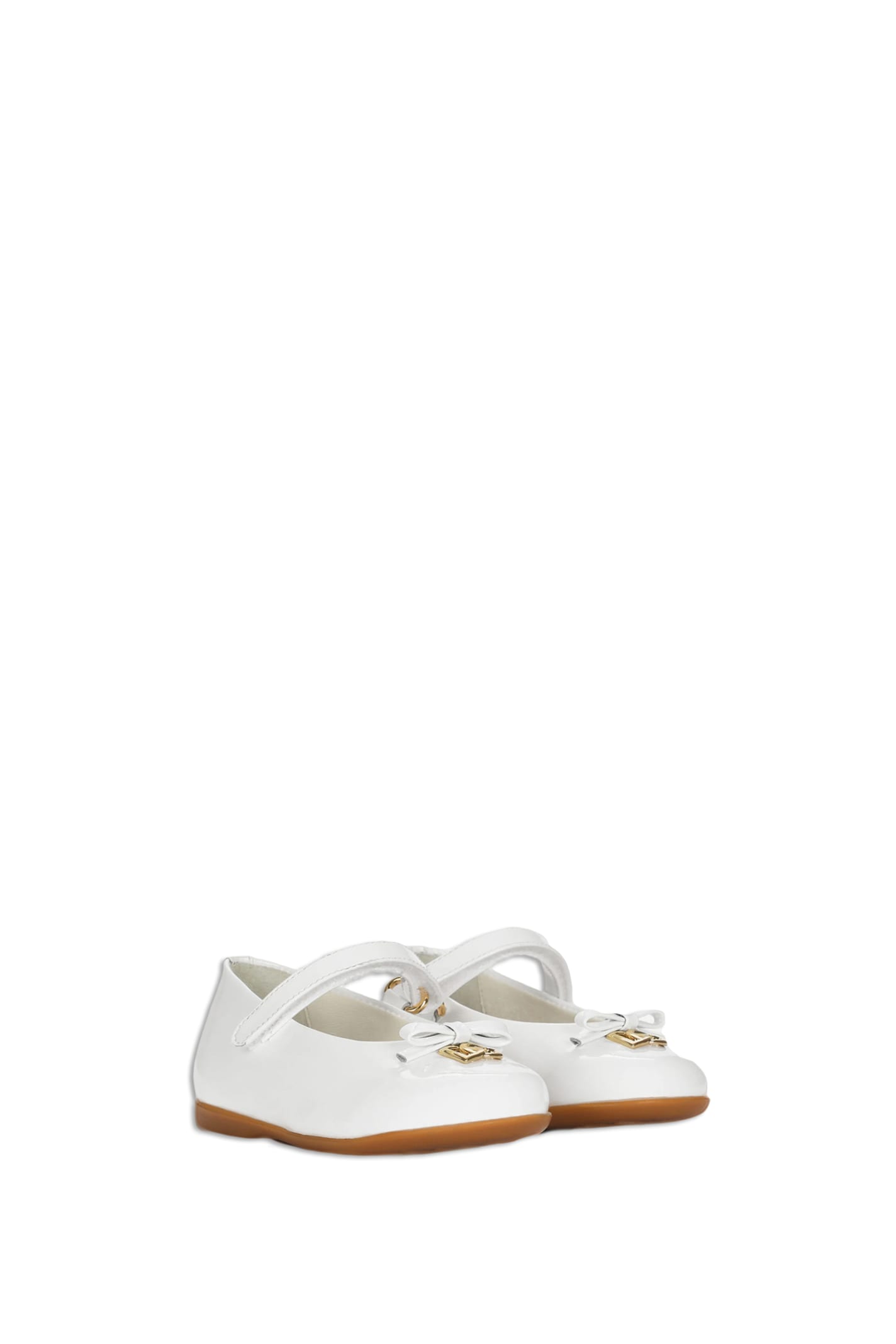 Shop Dolce & Gabbana Patent Leather Ballerina In White