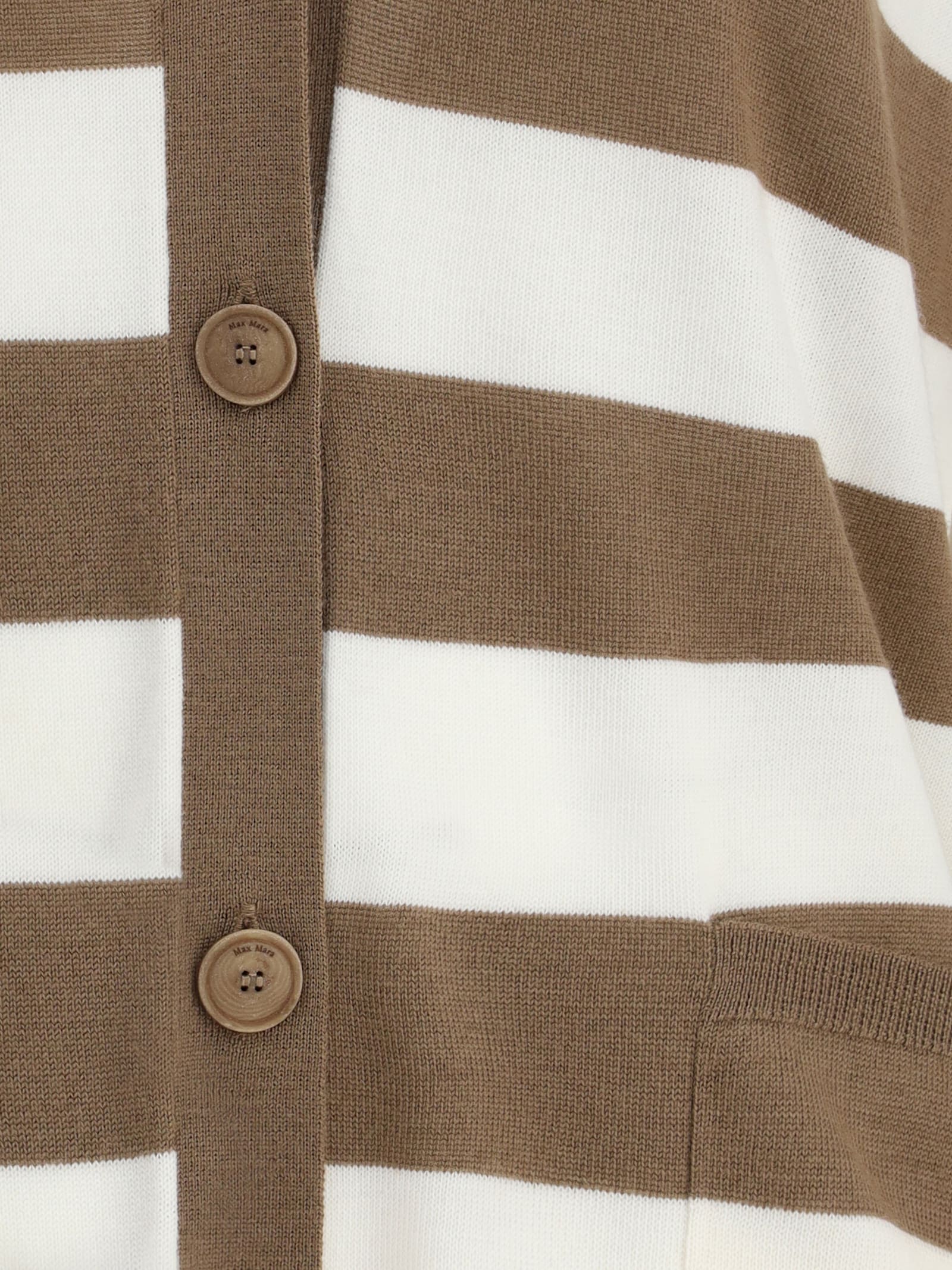 Max Mara Brown Striped Button-fastening Cardigan In Brown