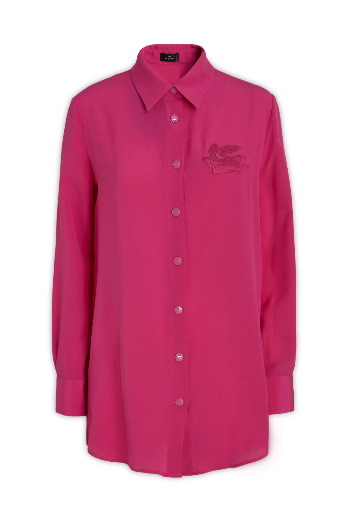 Etro Silk Crèpe De Chine Shirt With Pegasus Embroidery In 651