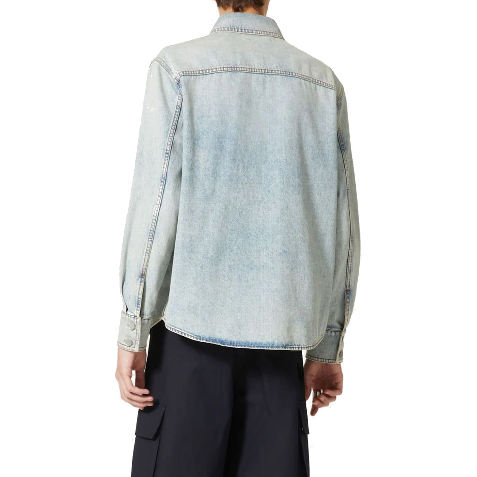 Shop Valentino Cotton Denim Shirt In Blue