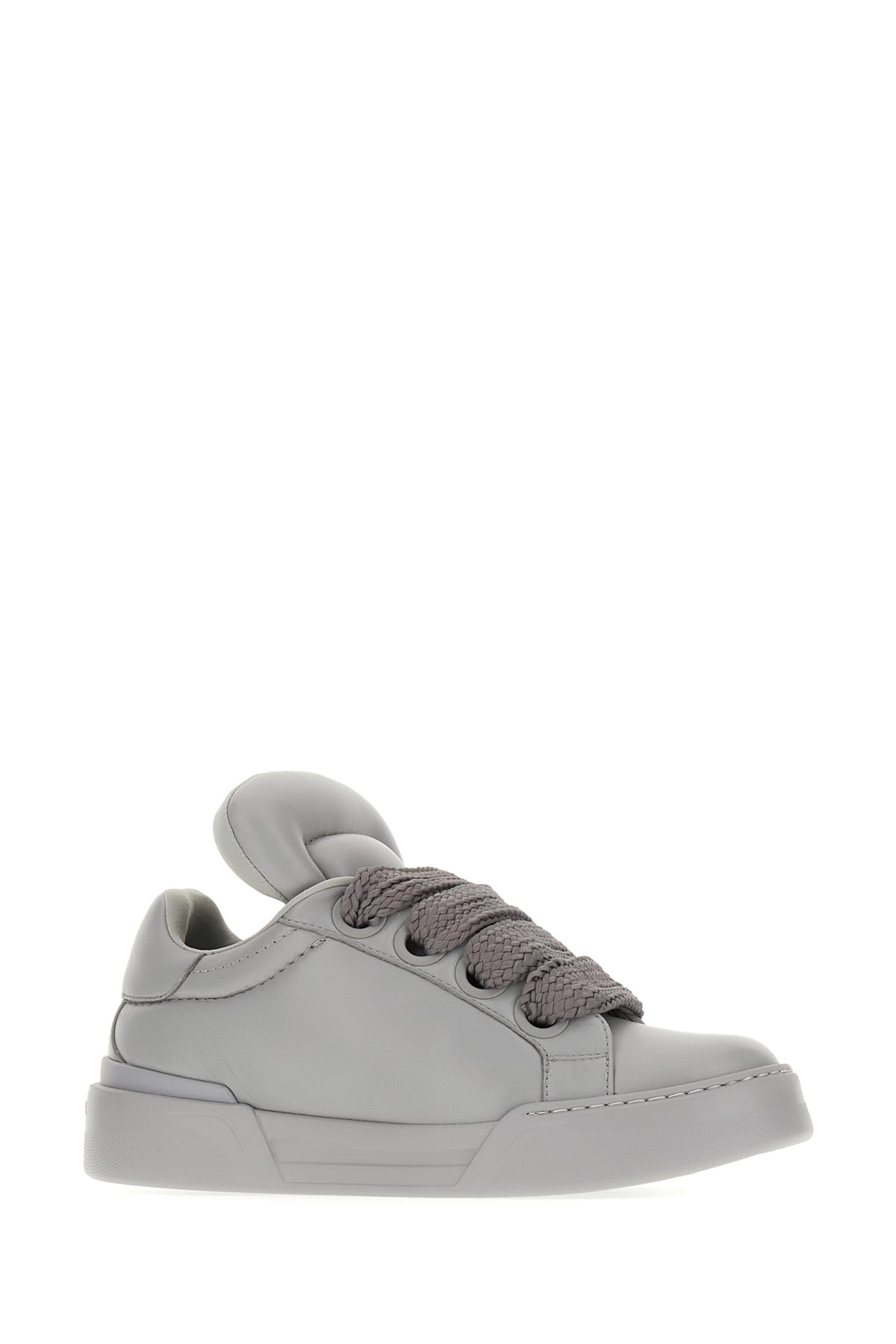 Shop Dolce & Gabbana Grey Nappa Leather Mega Skate Sneakers In 80753