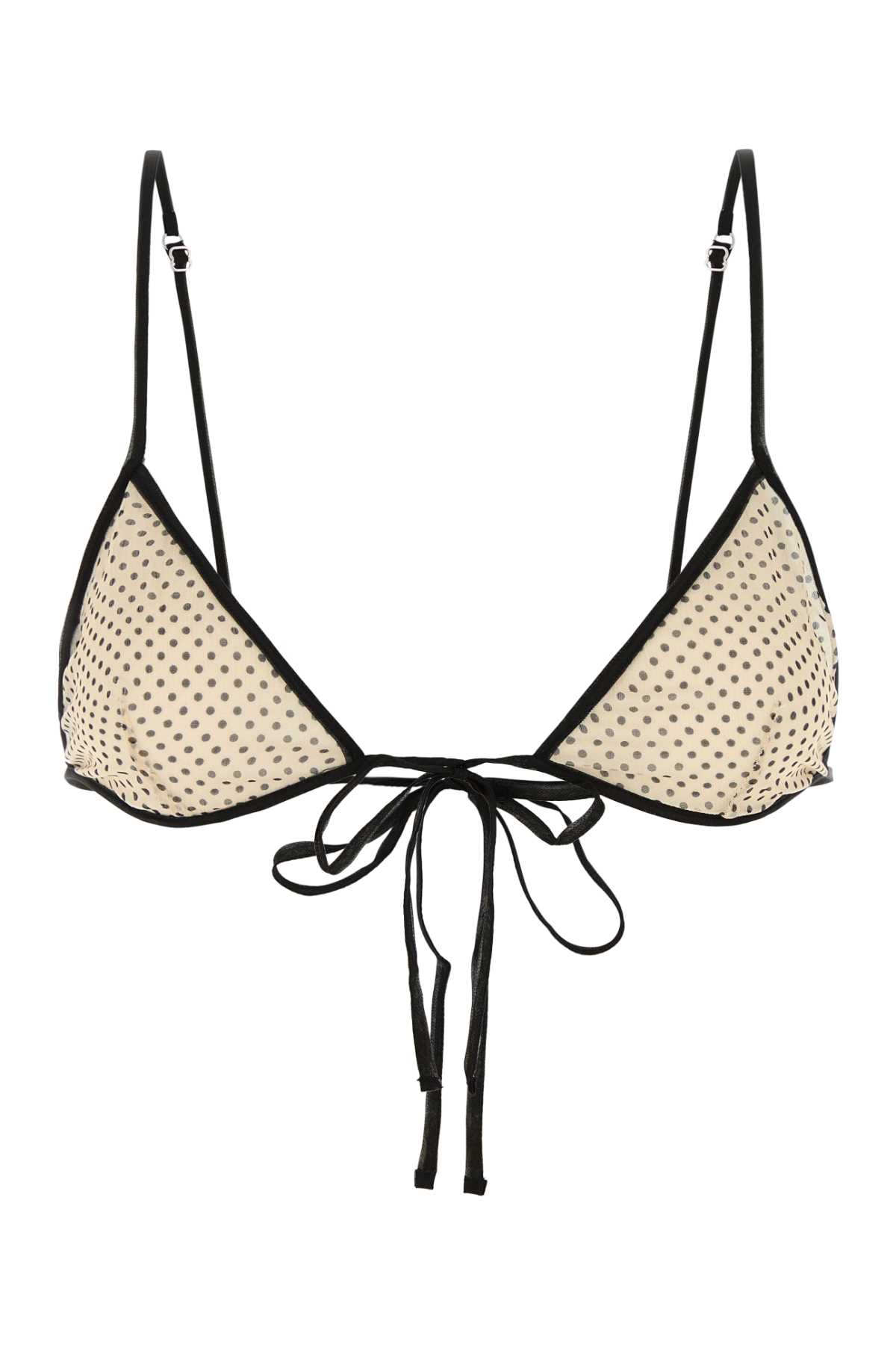 Prada Sheer Polka Dot Bra With Adjustable Straps In Neutral