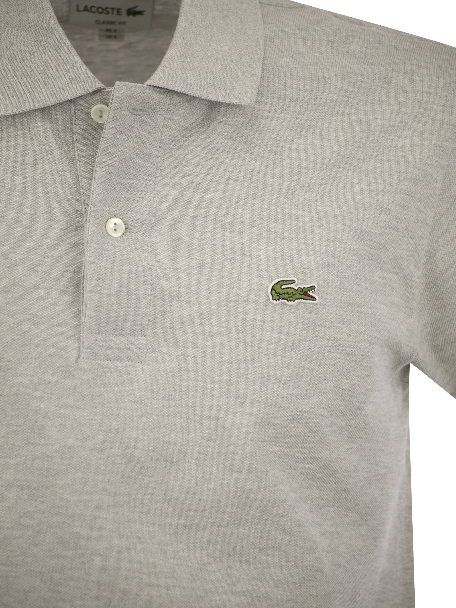 Lacoste Short-sleeved Mélange Polo Shirt In Cca Argent Chine