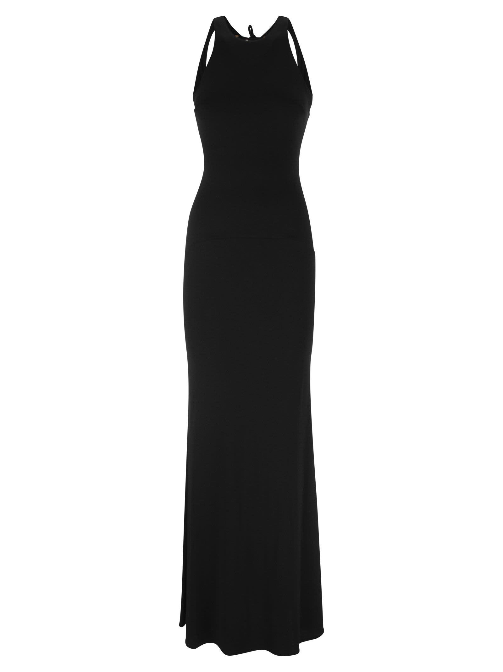 Elisabetta Franchi Red Carpet Jersey Dress With Back Neckline In Black