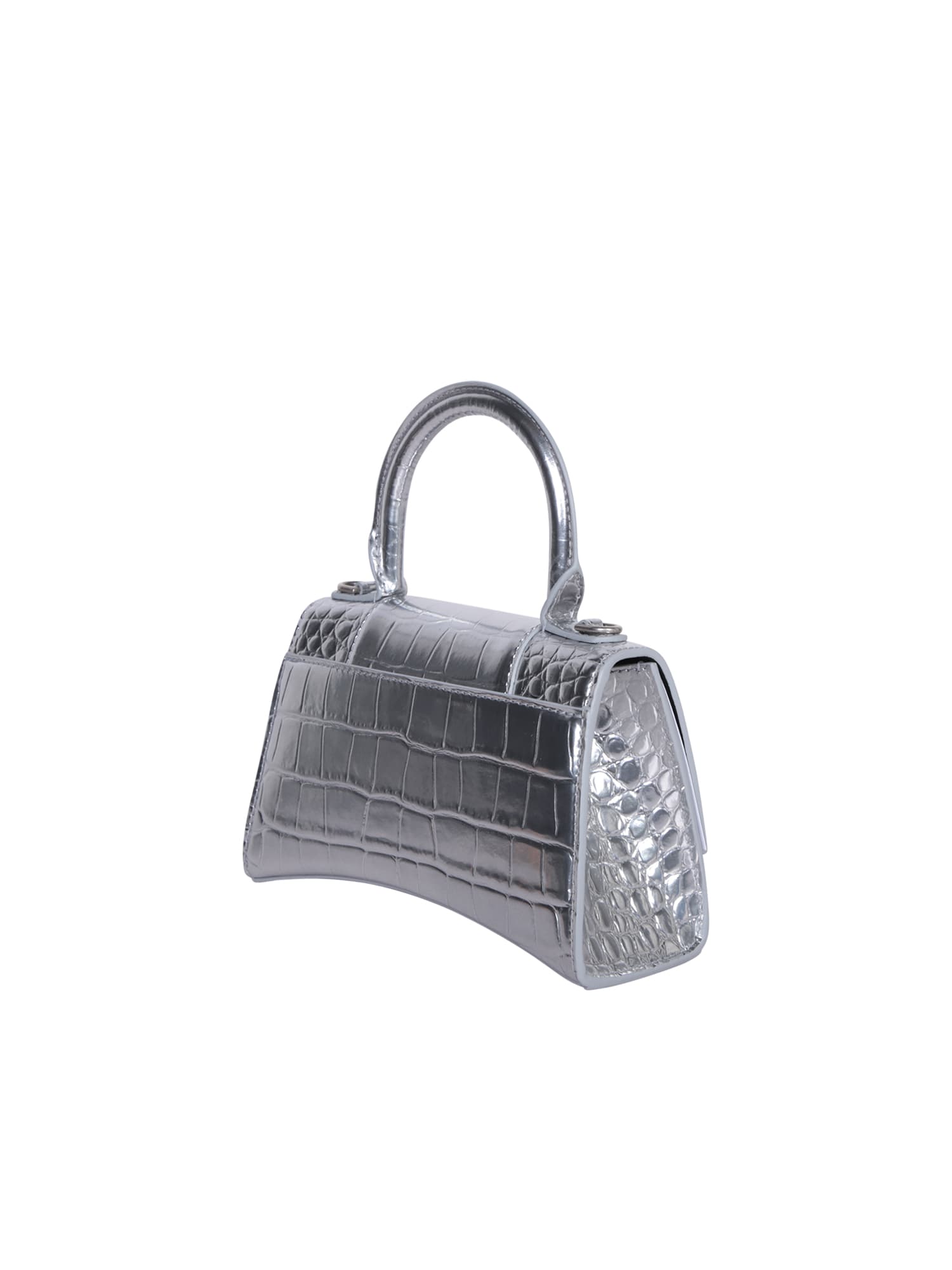 Shop Balenciaga Hourglass Xs Silver Bag In Metallic