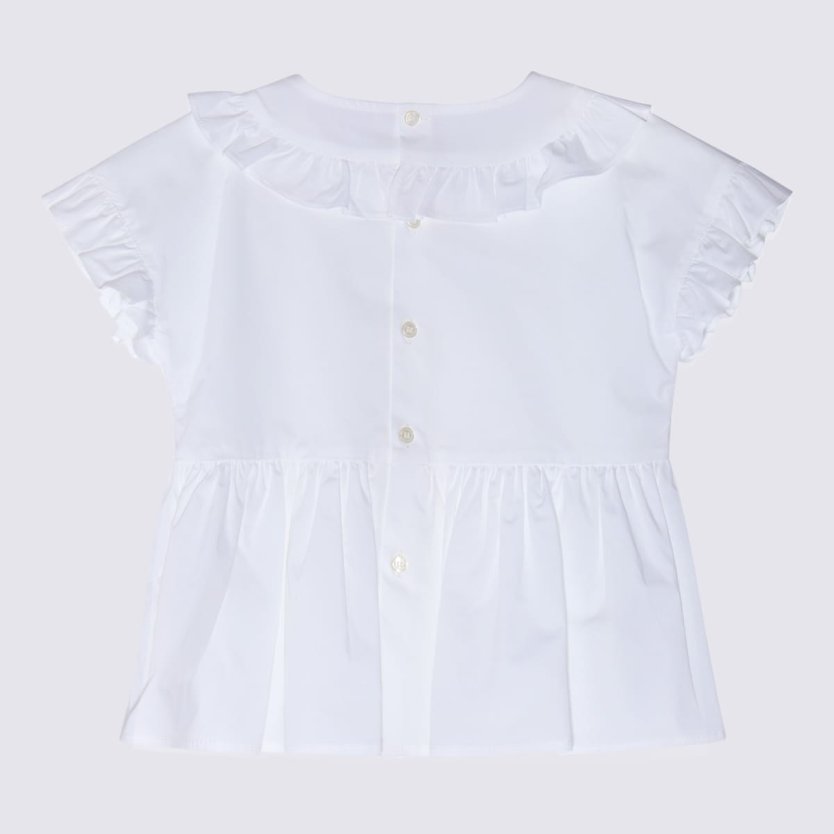 Il Gufo Kids' White Cotton Ruffles Shirt