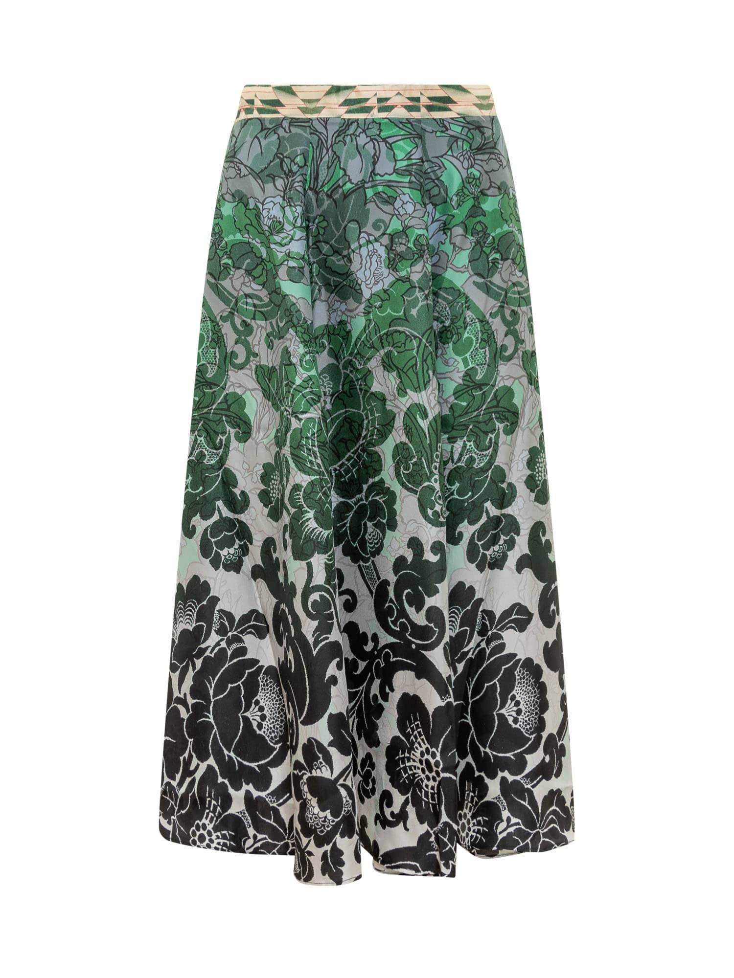 Shop Pierre-louis Mascia Silk Skirt With Floral Print In Fantasia