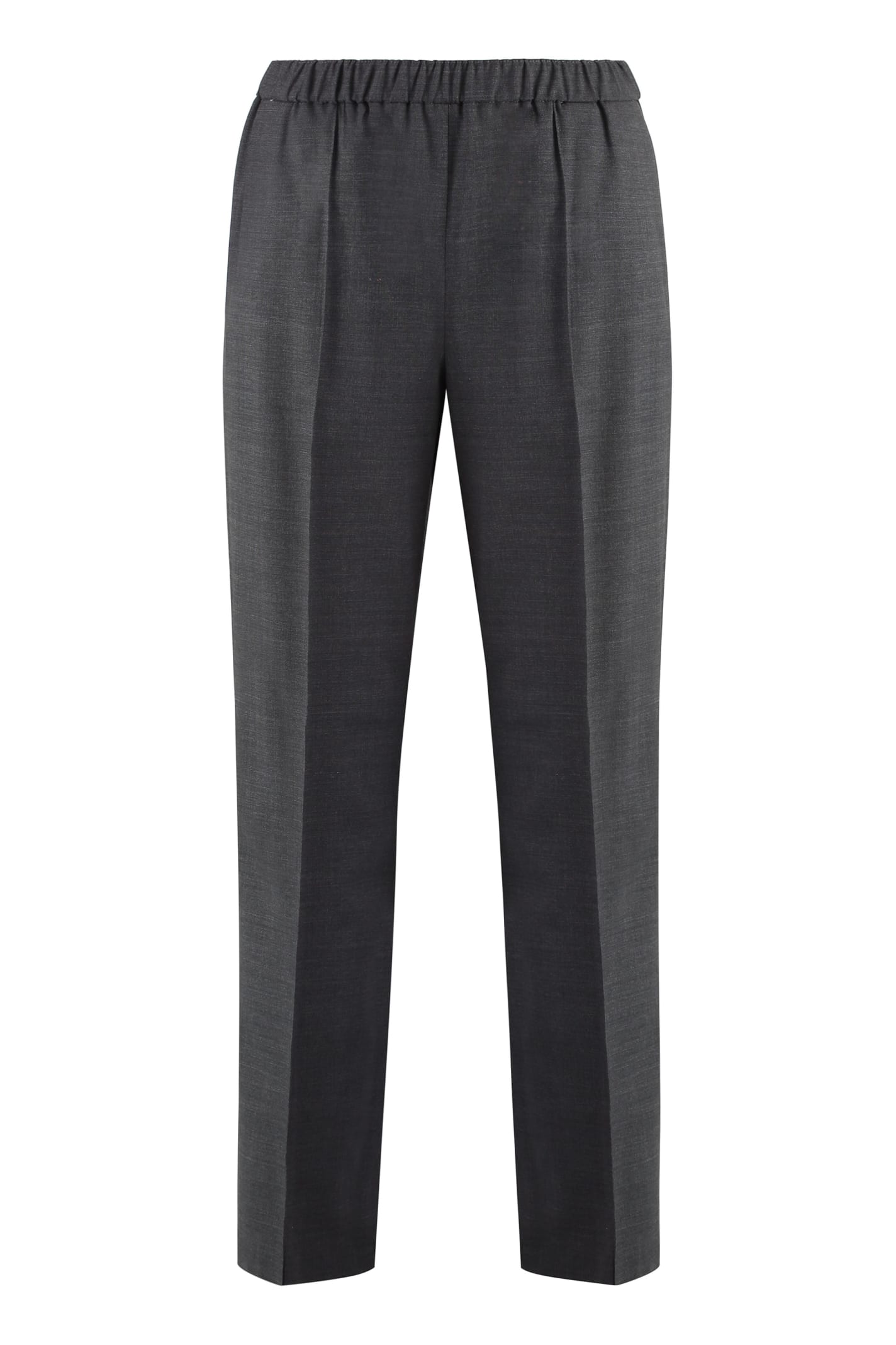 Shop Fabiana Filippi Wool Blend Trousers In Grey