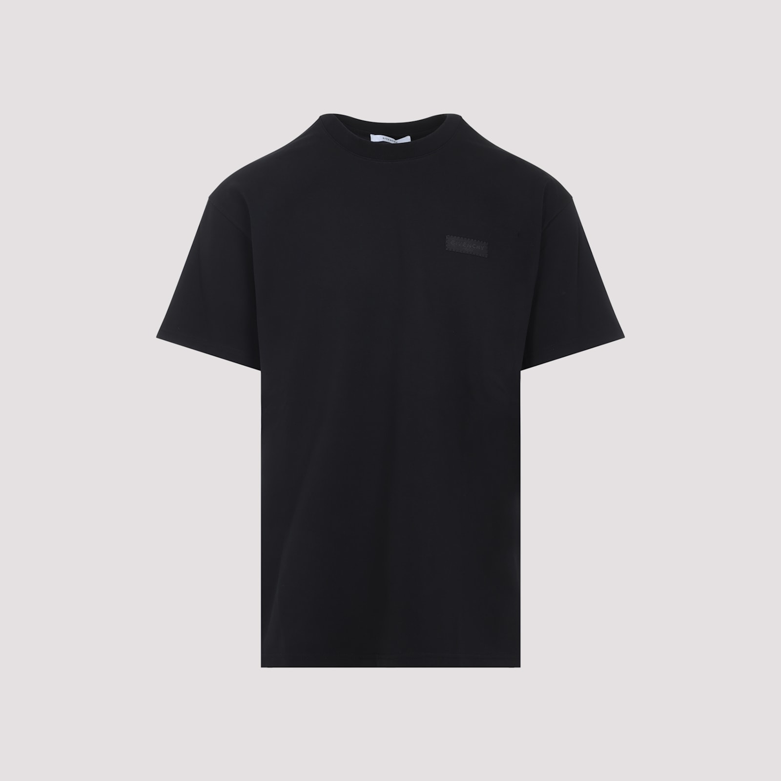 Givenchy Black Crewneck T-shirt With Logo Patch On The Front In Cotton Man