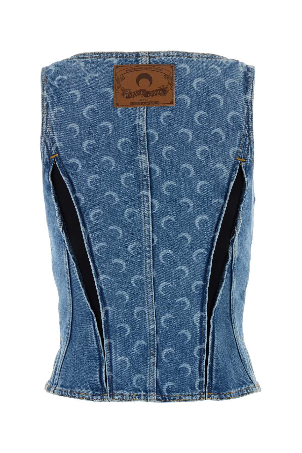 Marine Serre Stylish Sleeveless Denim Patterned Top In Blue