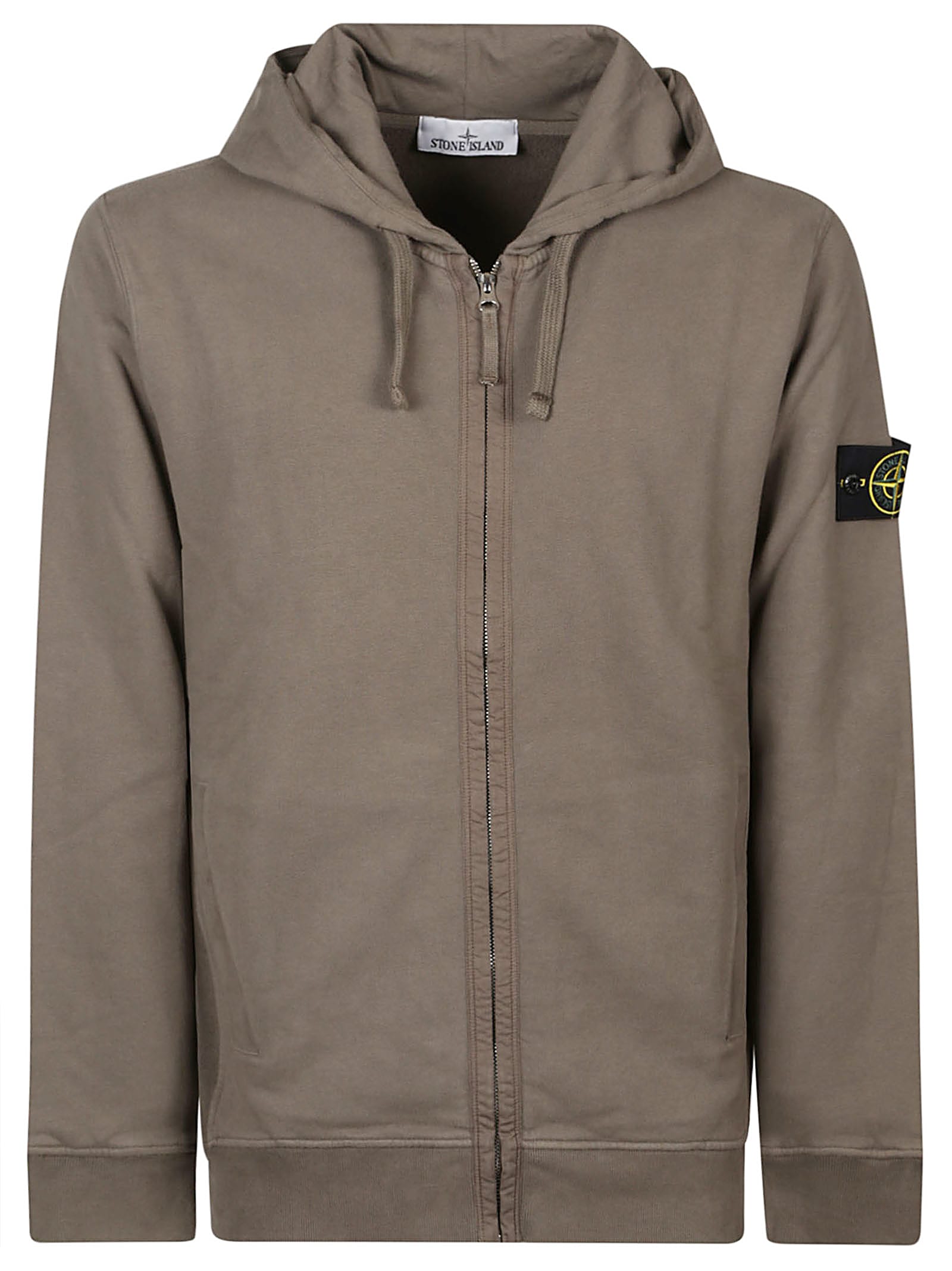 Shop Stone Island Full Zip Sweatshirt In Brown