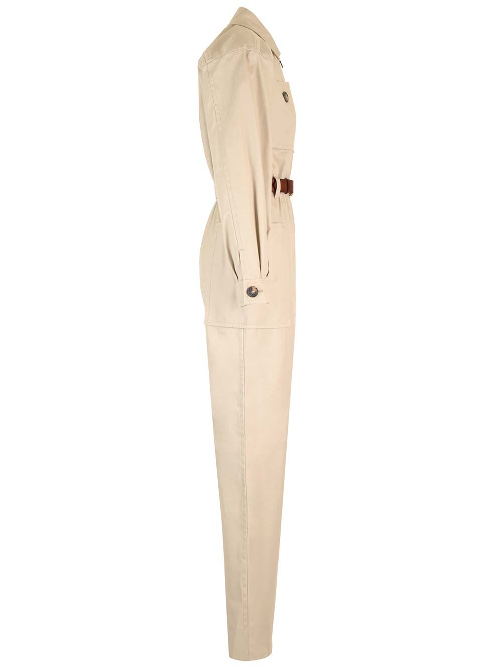 Saint Laurent Cotton Twill Belted Tracksuit In Nude & Neutrals
