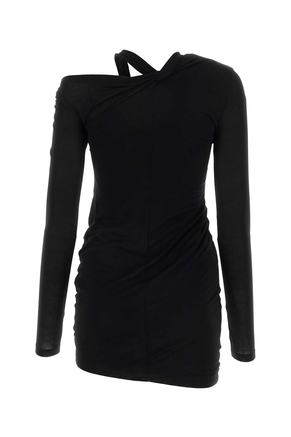 Shop Helmut Lang Black Viscose Mini Dress
