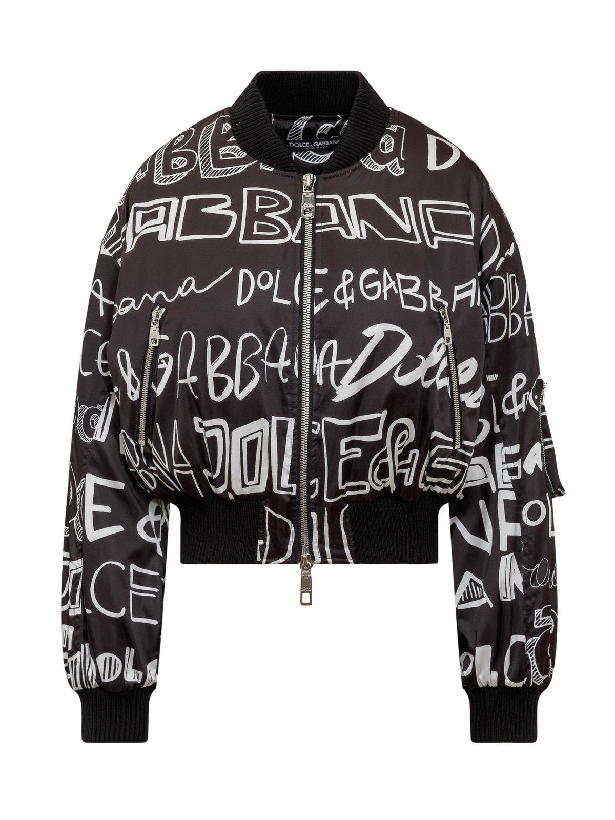 Dolce & Gabbana Logo-printed Cropped Bomber Jacket