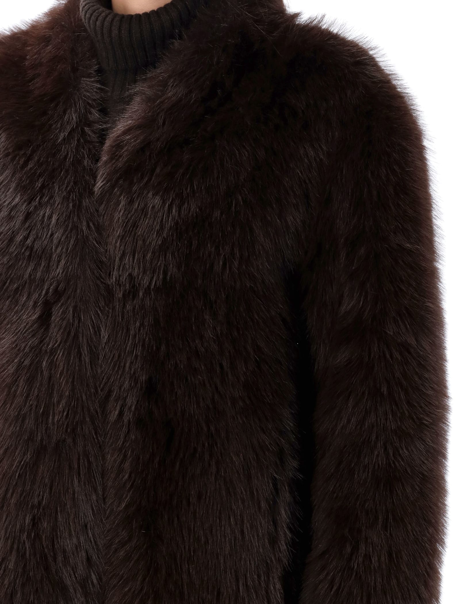 Sword 6.6.44 Eco Fur Coat In Black