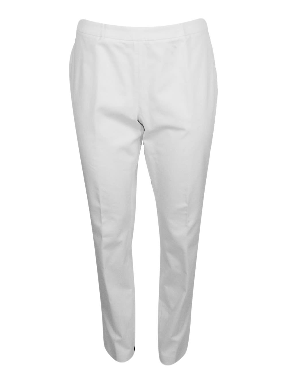 Shop Fabiana Filippi Stretch Cotton Poplin Trousers Are Characterized By A Slim Fit And A Zip Closure On The Side In White
