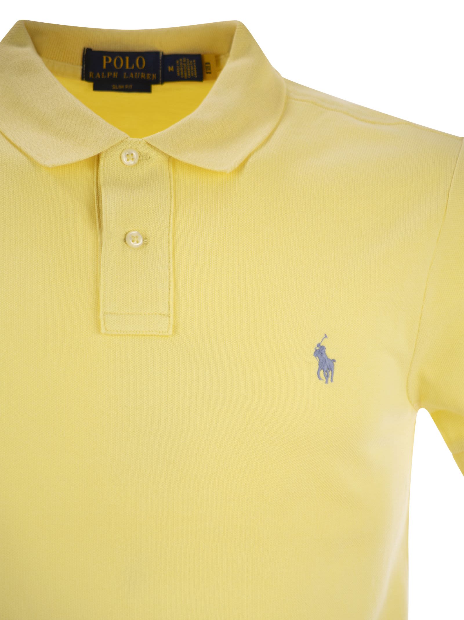 Polo Ralph Lauren Slim-fit Pique Polo Shirt In Yellow