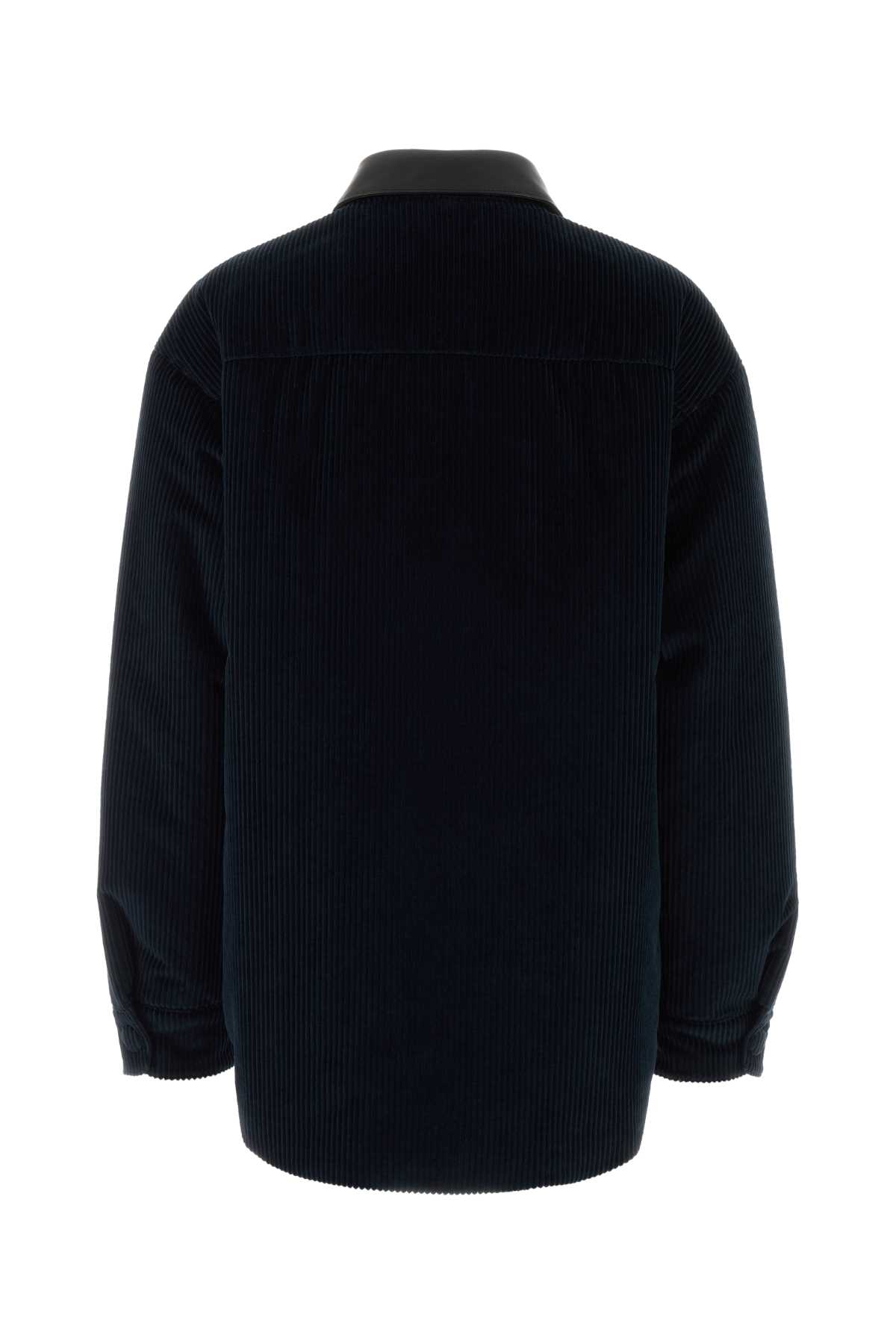 Miu Miu Midnight Blue Corduroy Down Jacket In Blue