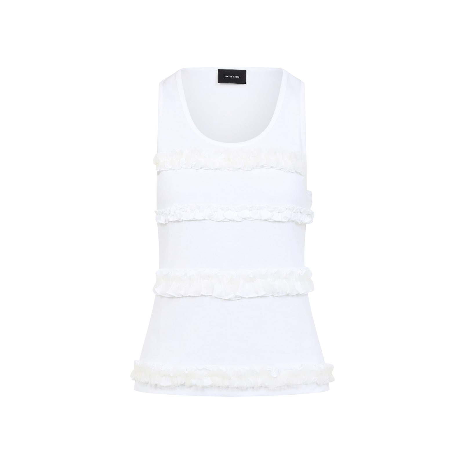 Simone Rocha Ruffle Frill Tank Top In White