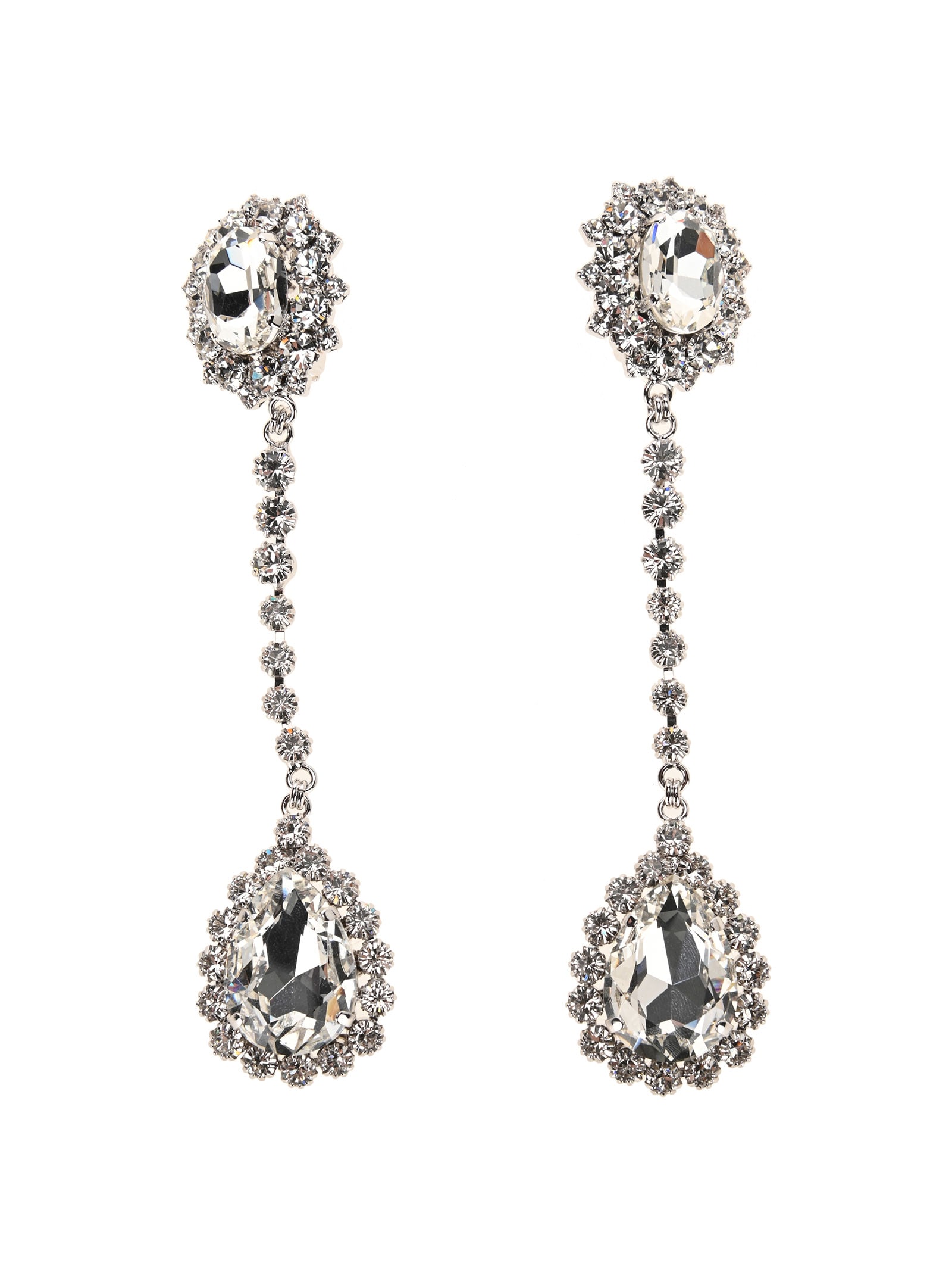 Alessandra Rich Long Pendant Earring In Cry Silver