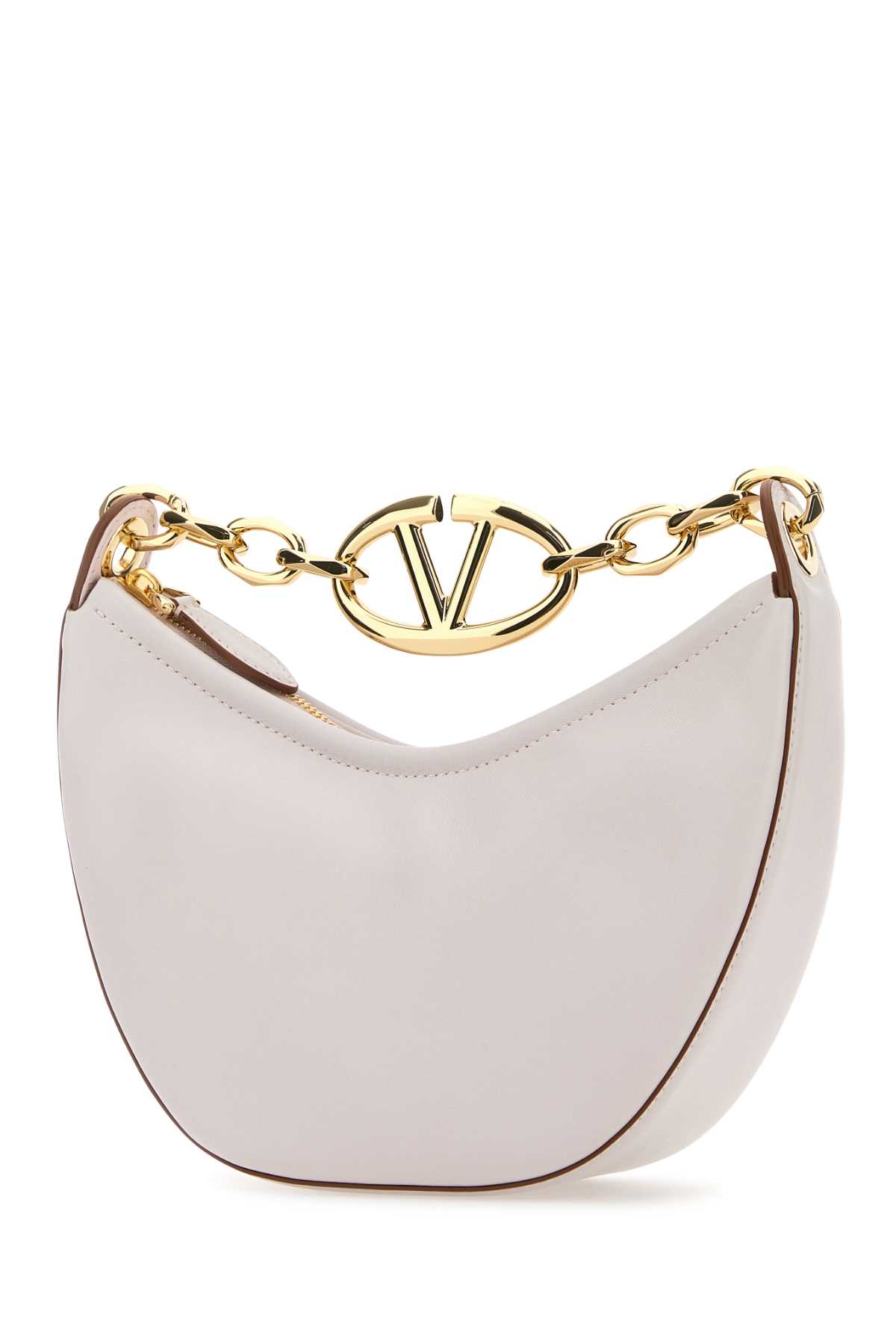 Shop Valentino Ivory Leather Mini Hobo Vlogo Moon Handbag In Mauvemorn