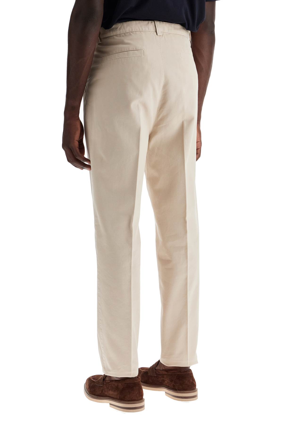 Shop Brunello Cucinelli Twill Gabardine Trousers With Garment In Semi Di Lino (beige)