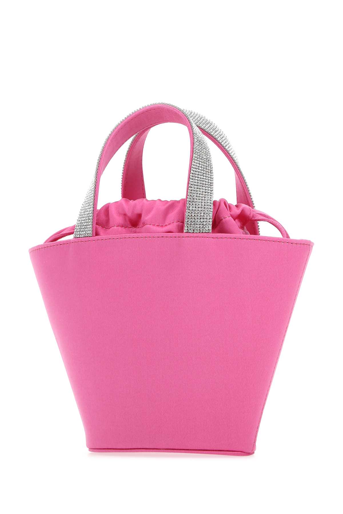 Shop Amina Muaddi Fuchsia Satin Rih Handbag In Pinkwhite