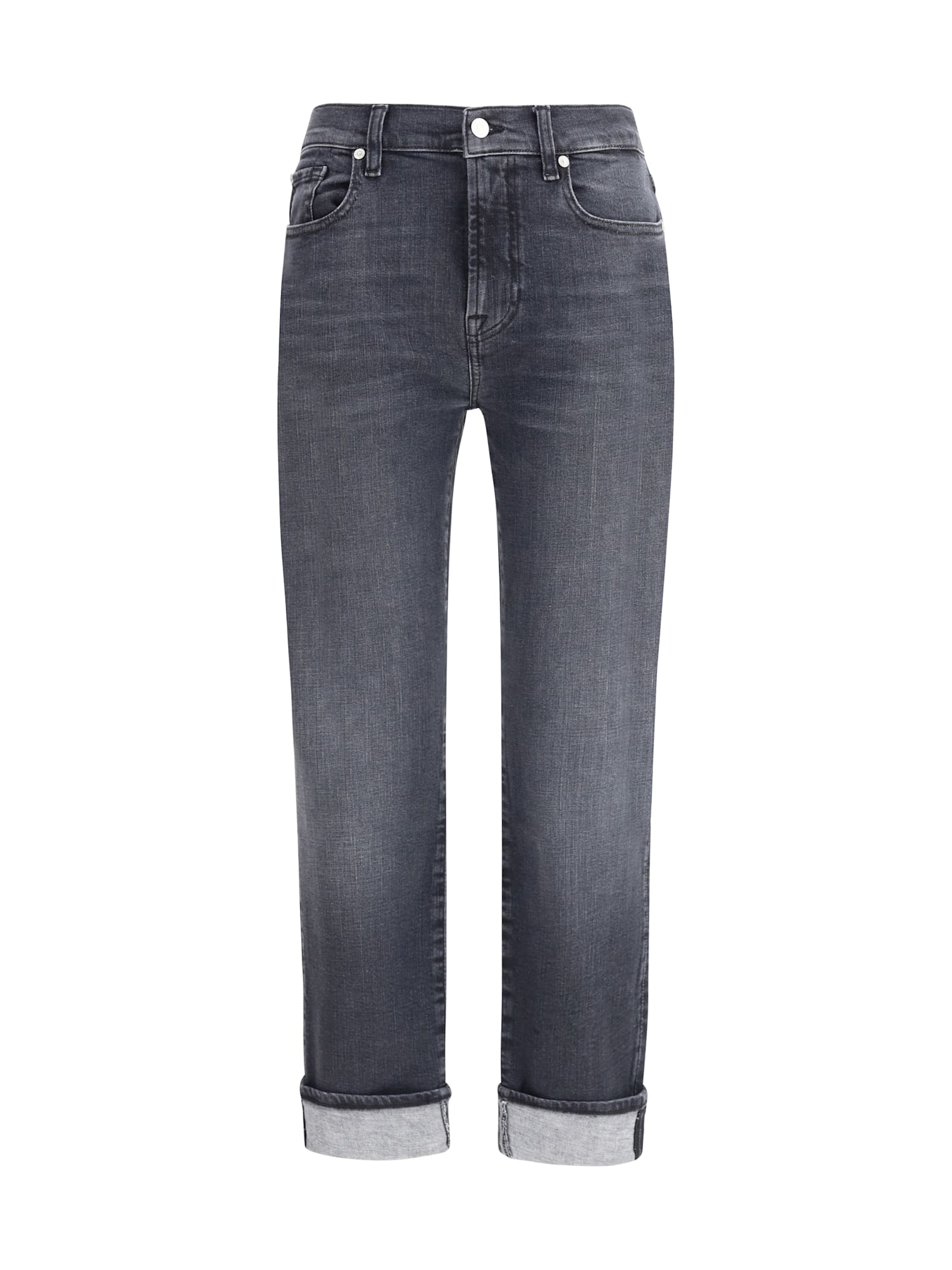 7 For All Mankind Relaxed Skinny Slim Illusion Jeans In Black