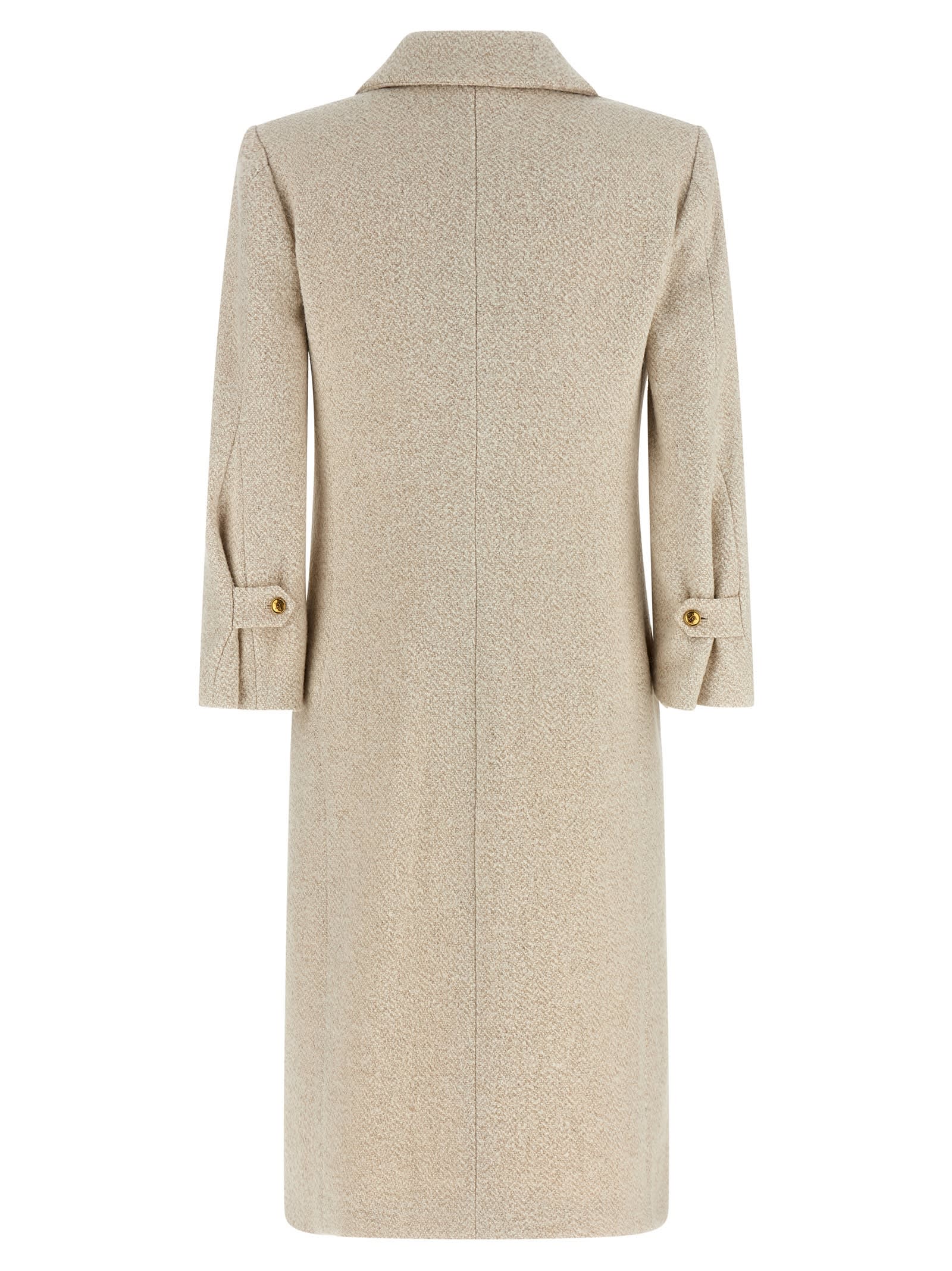 Elisabetta Franchi Double-breasted Coat Coats And Trench Coats White In Brown
