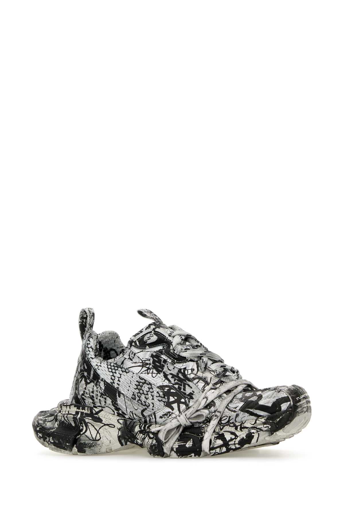 Shop Balenciaga Printed Mesh And Rubber 3xl Sneakers In Whiteblack