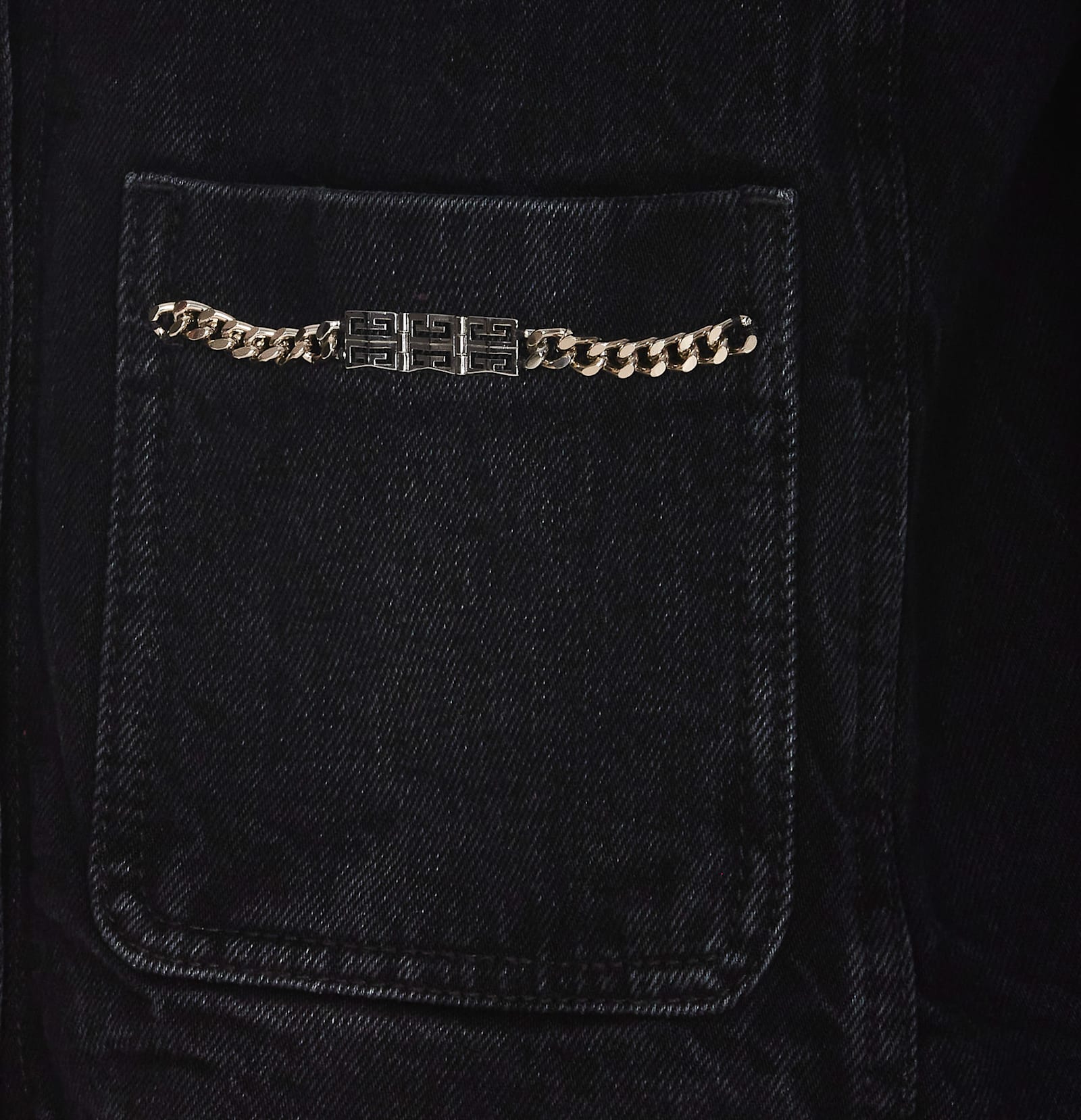 Shop Givenchy Denim Jacket With 4g Chains In Black