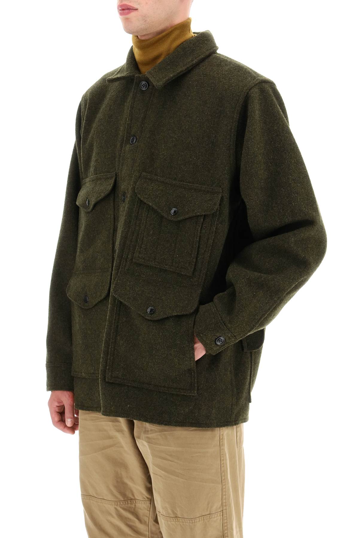 Shop Filson Mackinaw Wool Cruiser Jacket In Green