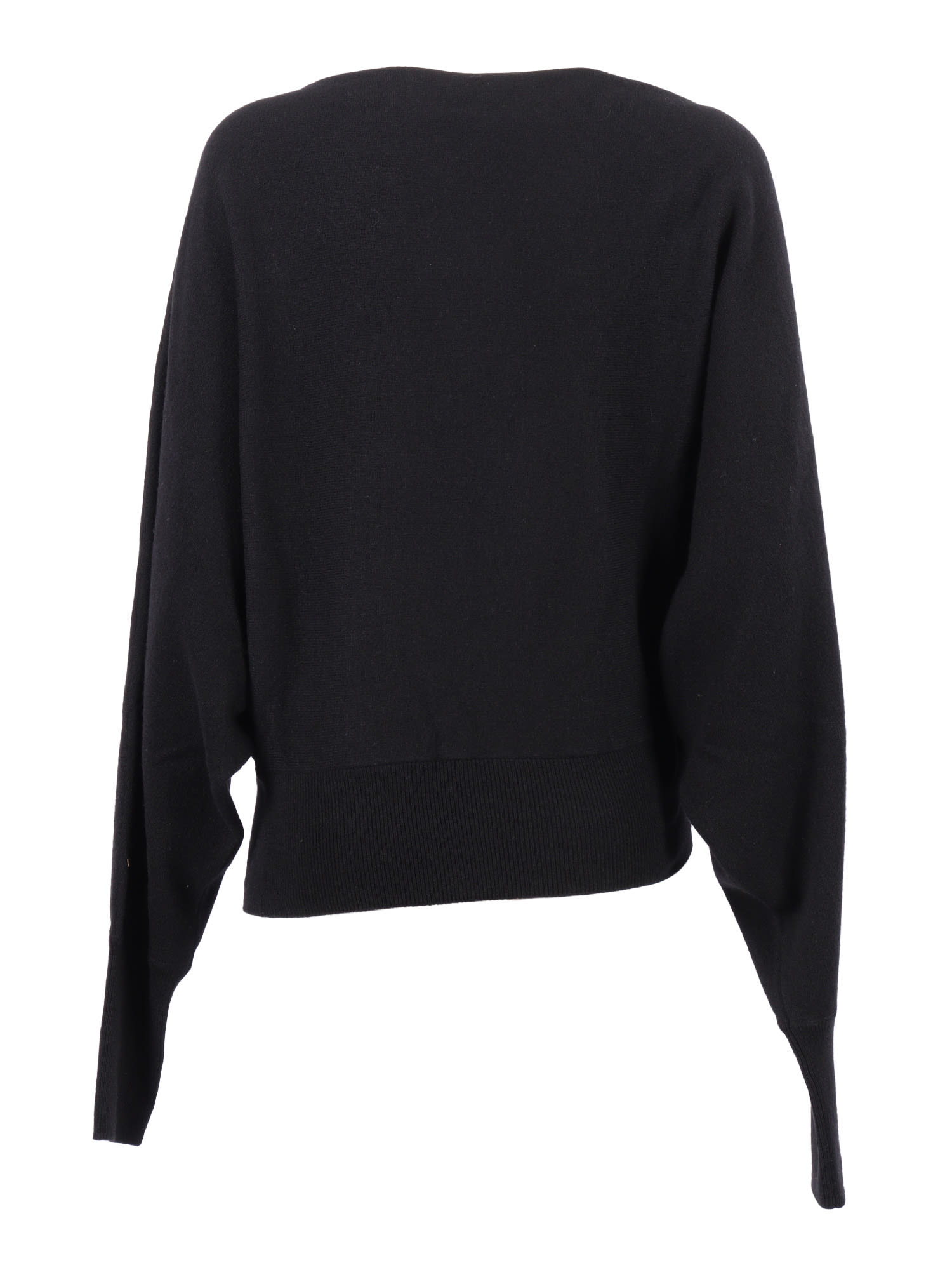 Alberta Ferretti Draped Twisted Front Top With Voluminous Sleeves In Black