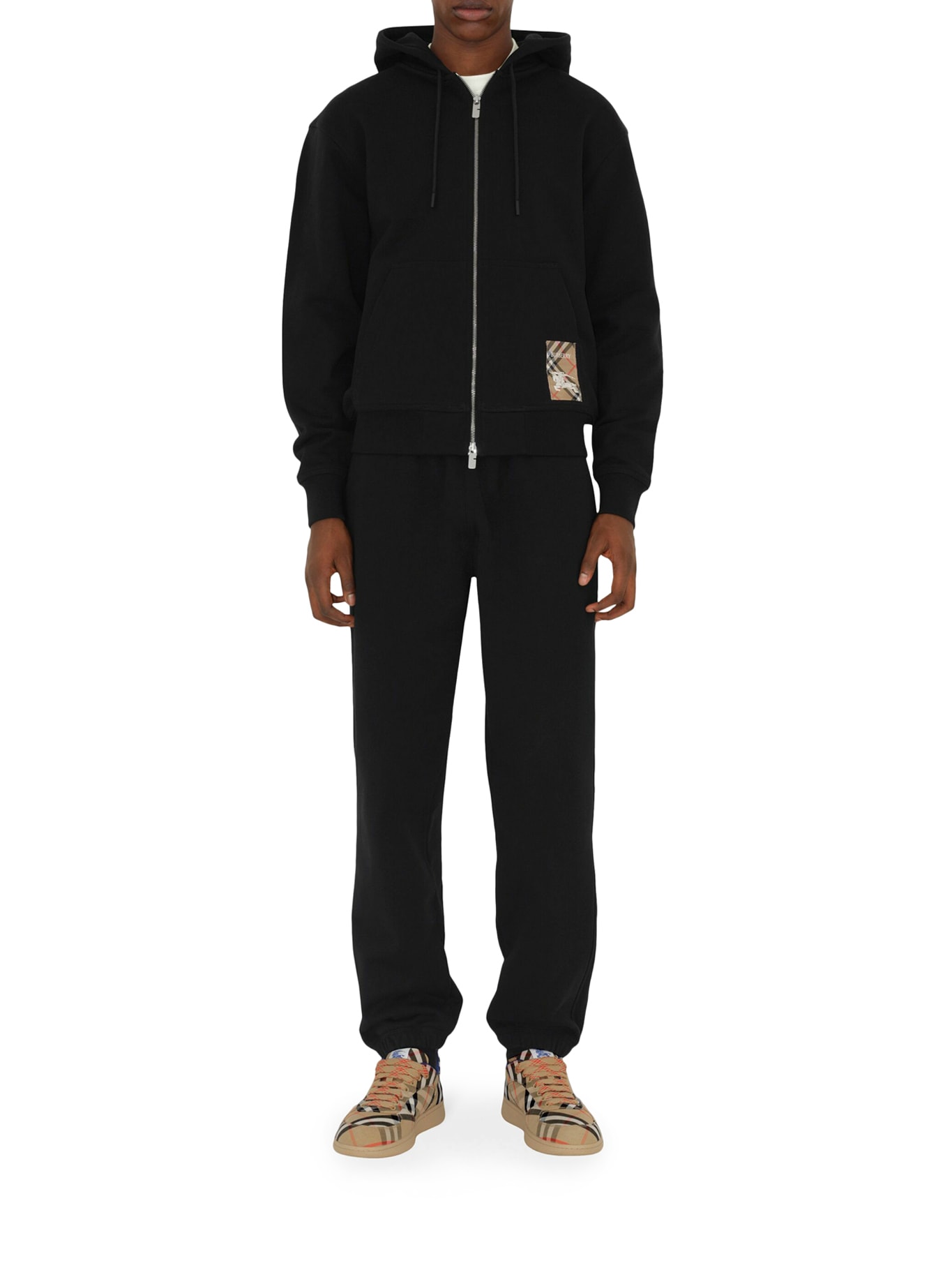 Shop Burberry Hoodie With Zip In Black