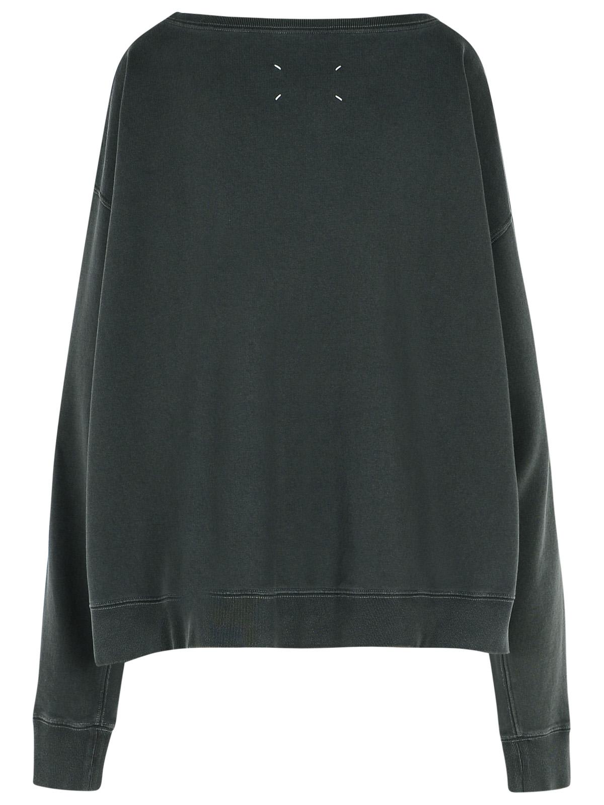 Maison Margiela Black Cotton Sweatshirt In Washedblack