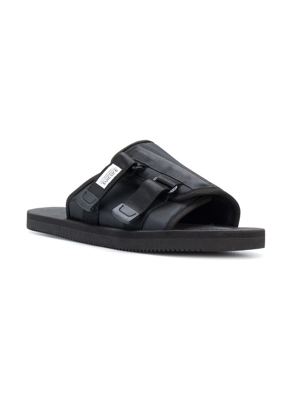 Shop Suicoke Kaw-cab Black Sandals With Velcro Fastening In Nylon Man