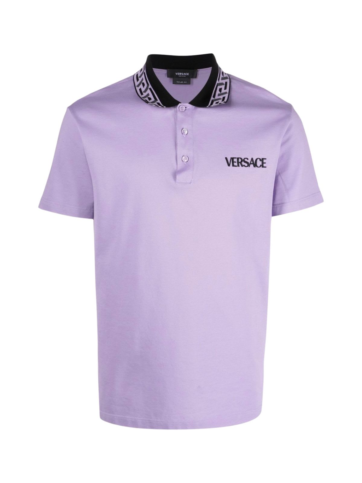 Versace Jersey Piquet Cotton Polo With Embroidered Logo