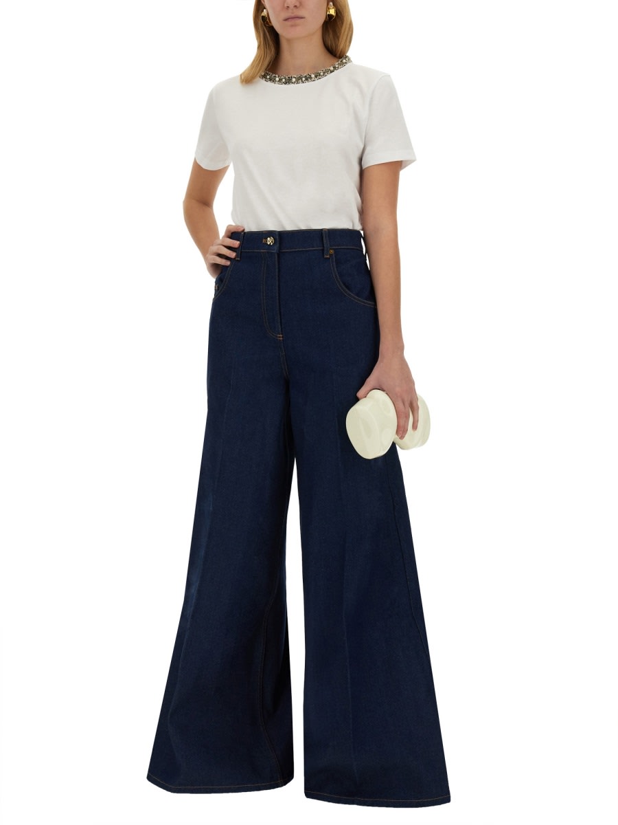 Nina Ricci T-shirt With Embroidered Collar In White