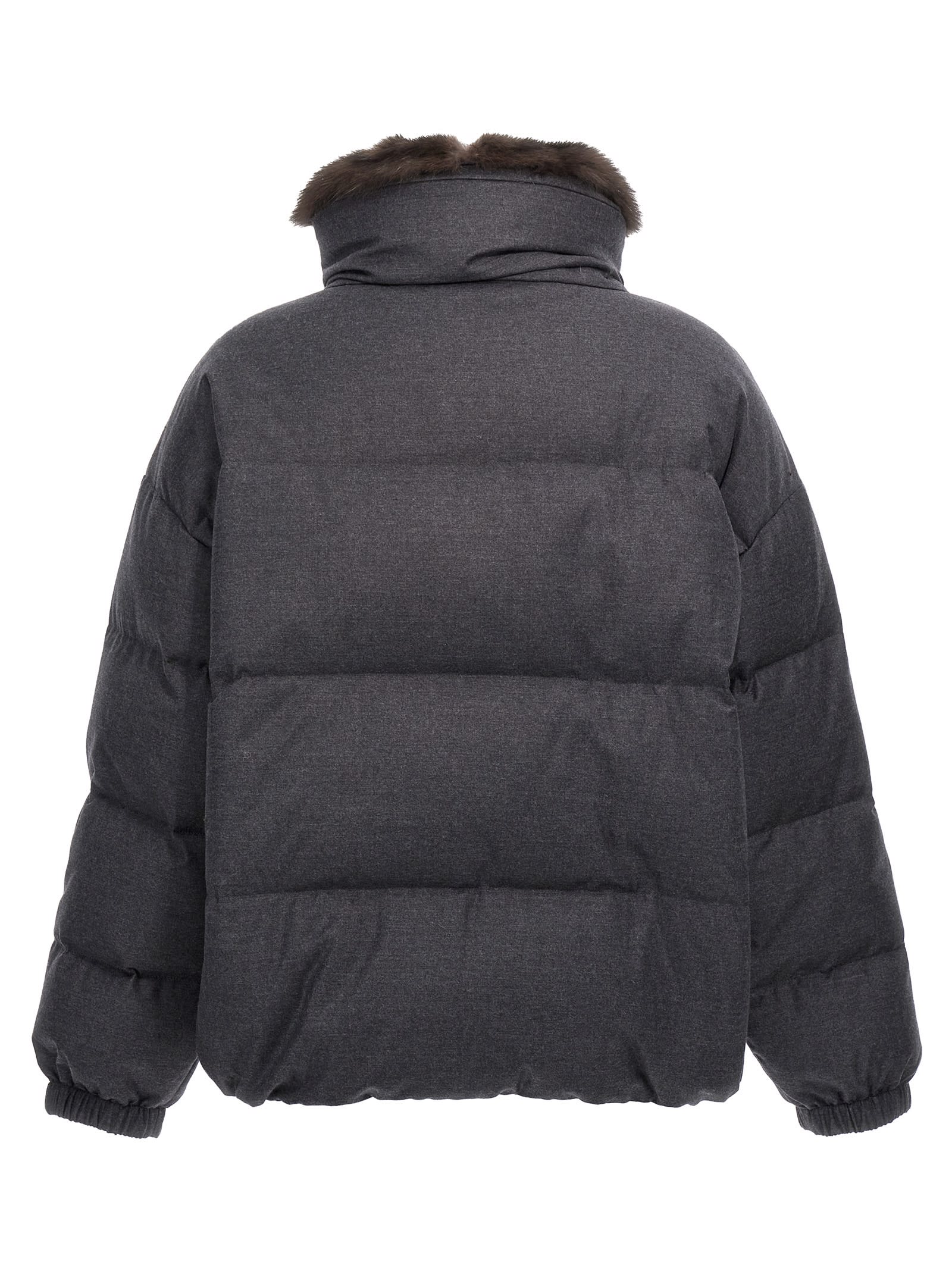 Shop Yves Salomon Doudoune Down Jacket In Gray