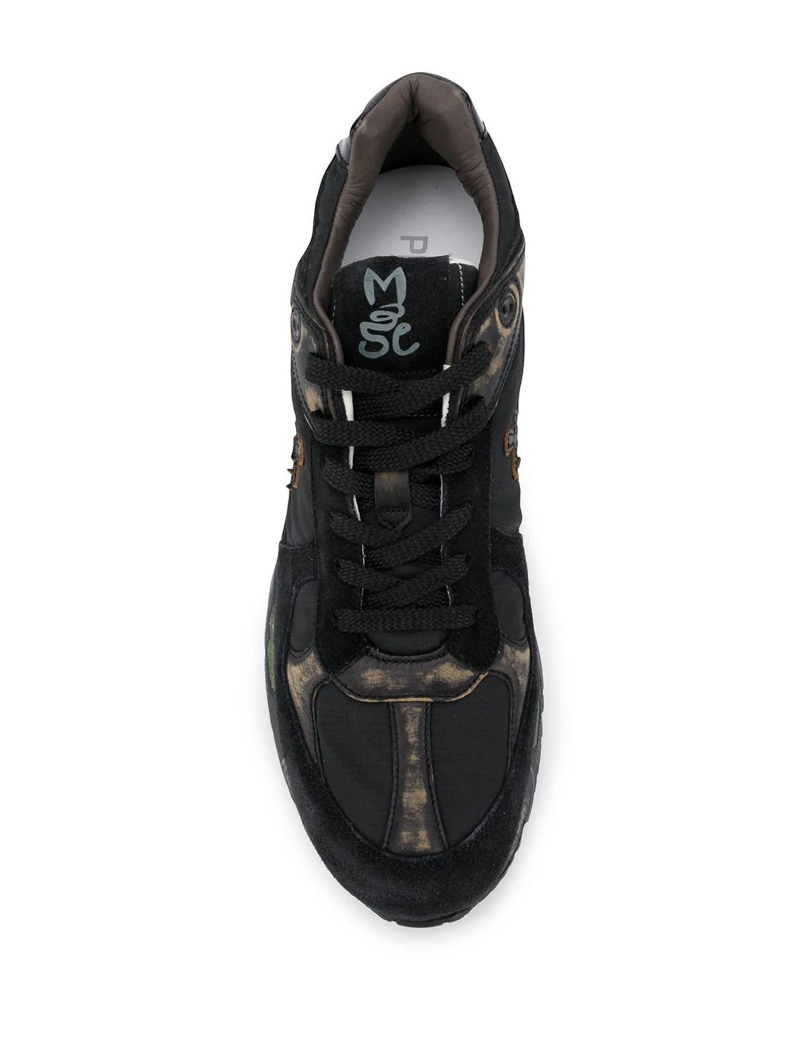 Shop Premiata Mase Black And Green Sneakers