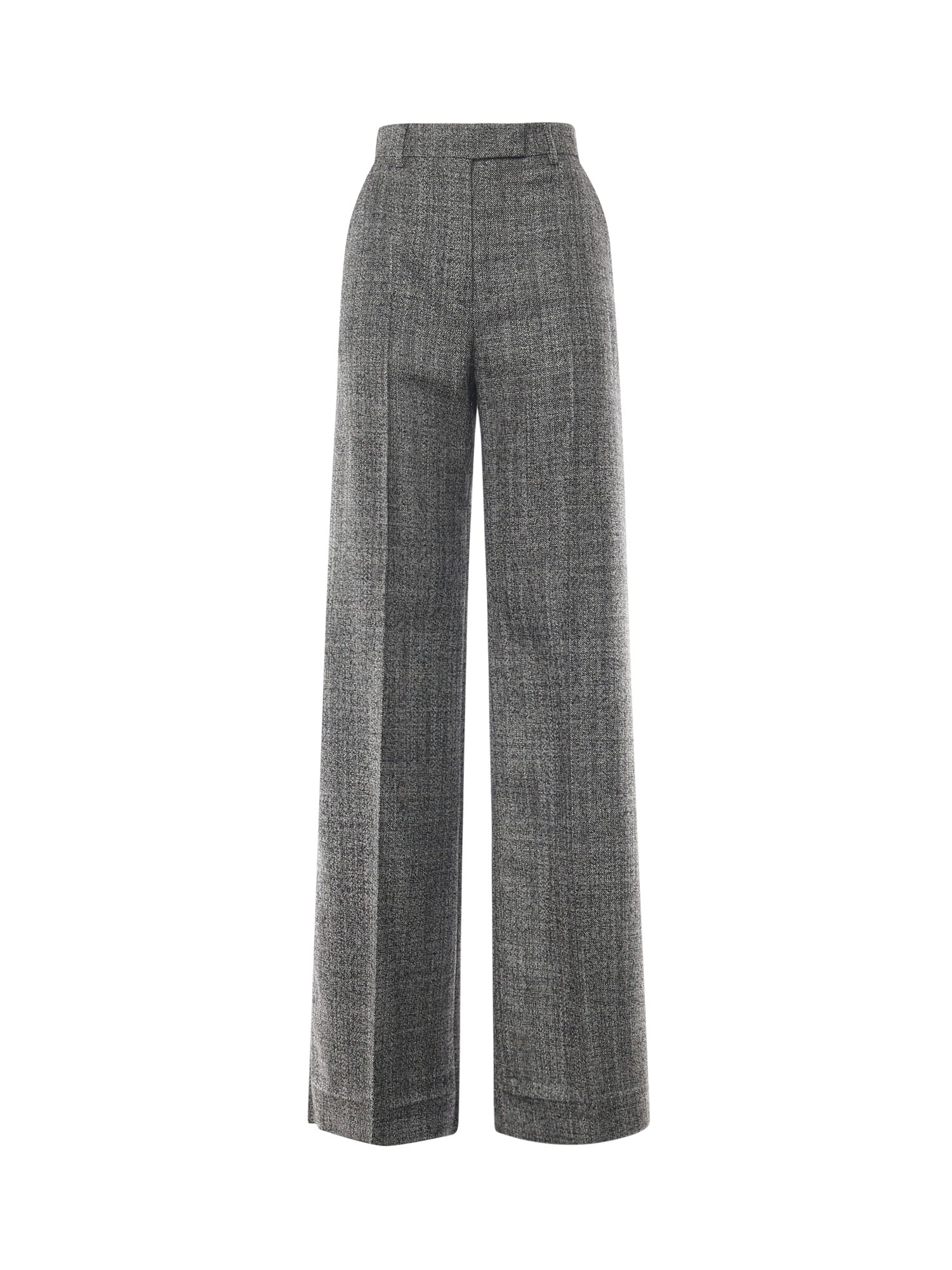 Valentino Wool Mouline Trousers In Gray