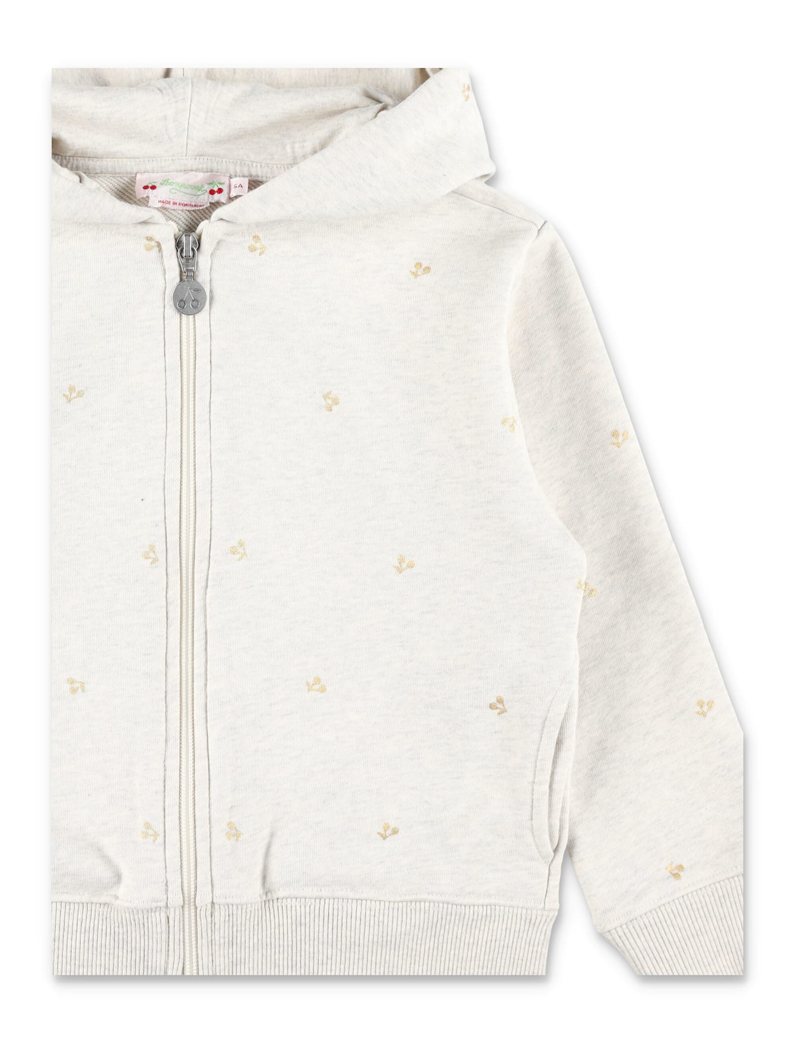 Bonpoint Talent Organic Cotton Girls Hoodie With Cherry Print In Neutral