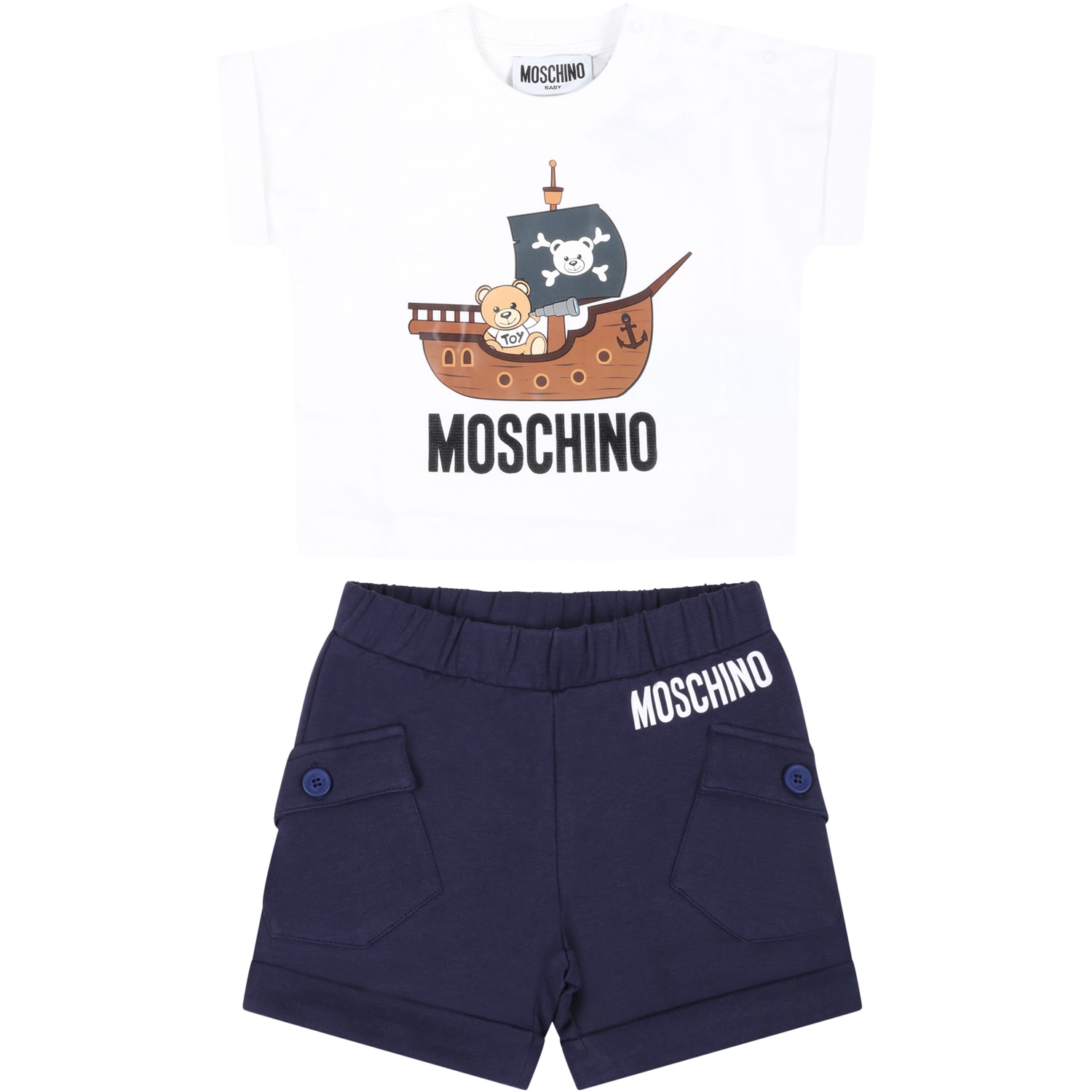 Moschino Multicolor Suit For Babyboy With Teddy Bear