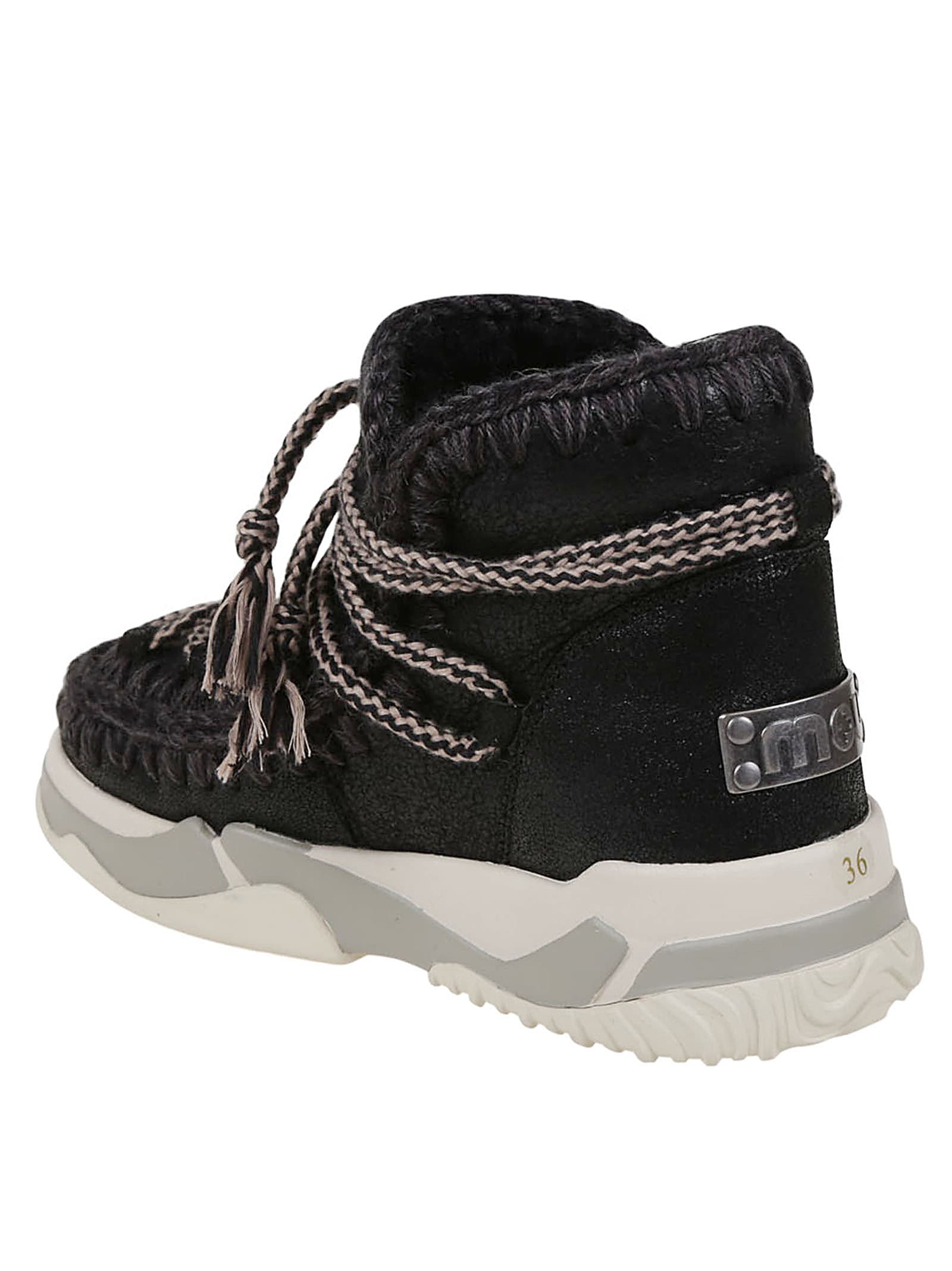 Mou Trainer #2 Scoobidoo Lace Ankle Boots In Cbkg Cracked Black Grey