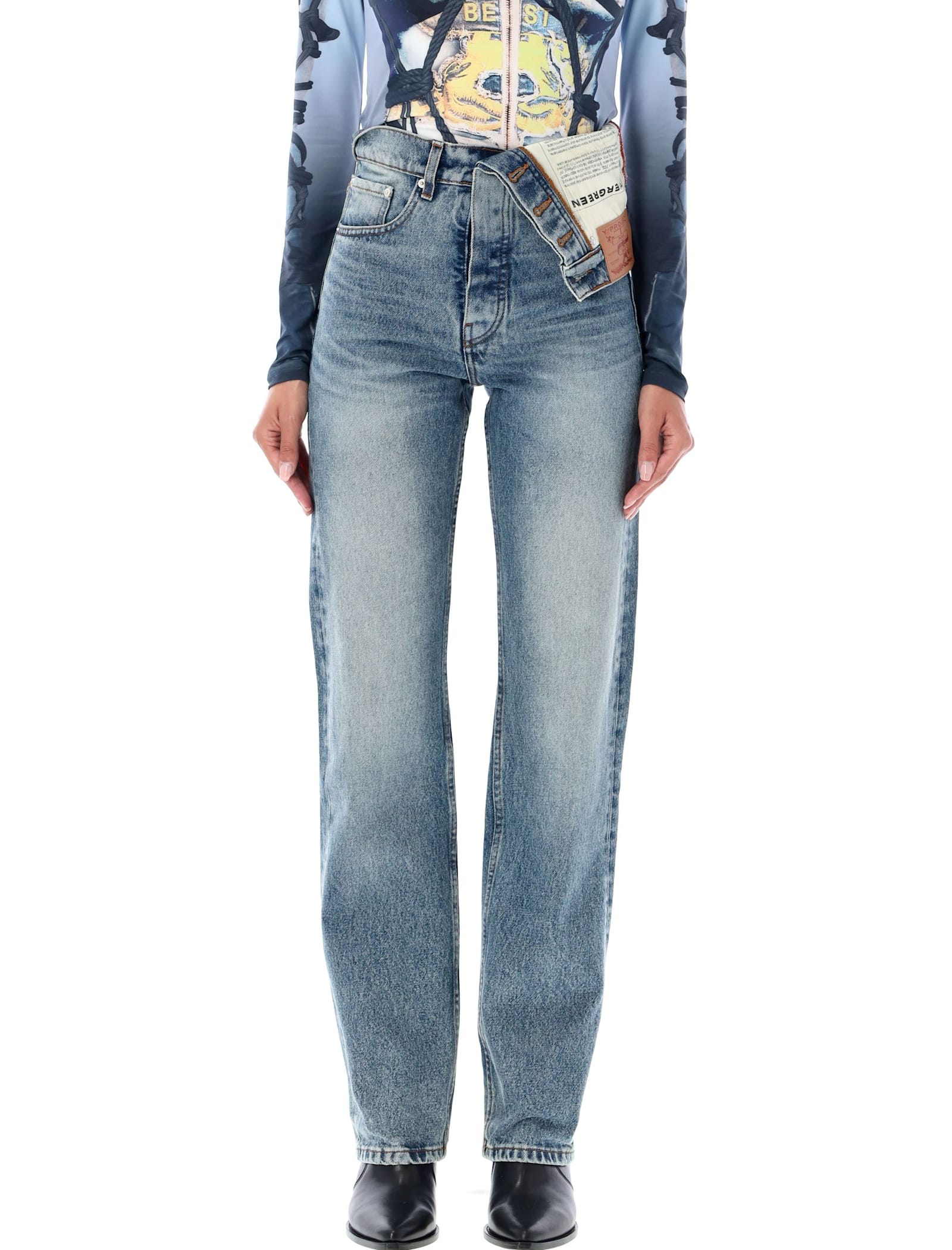 Y/PROJECT ASYMMETRIC WAIST JEANS 