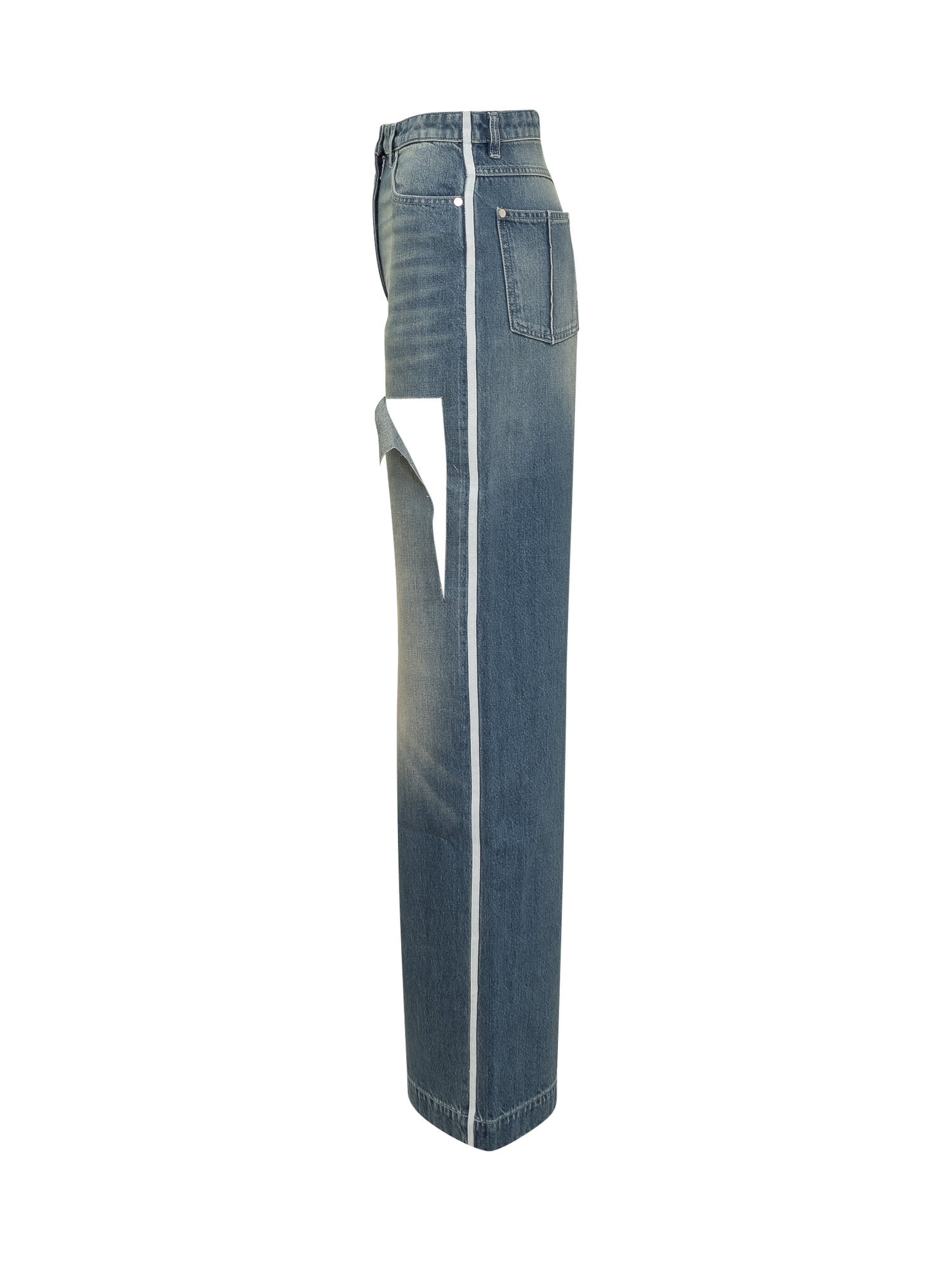Shop Peter Do Ripped Straight Jeans In Powder Blue