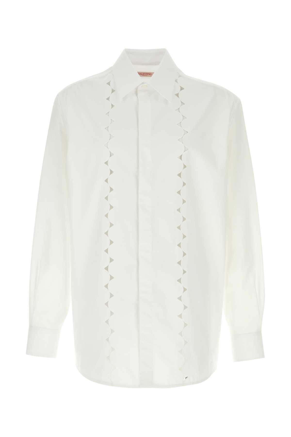 Shop Valentino White Poplin Shirt In Bianco