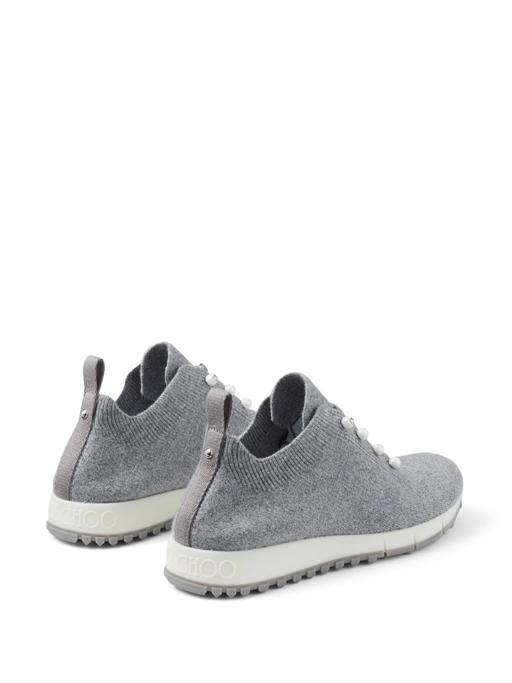 Jimmy Choo Veles Cotton Knit Pearly Stud Sneakers In Gray